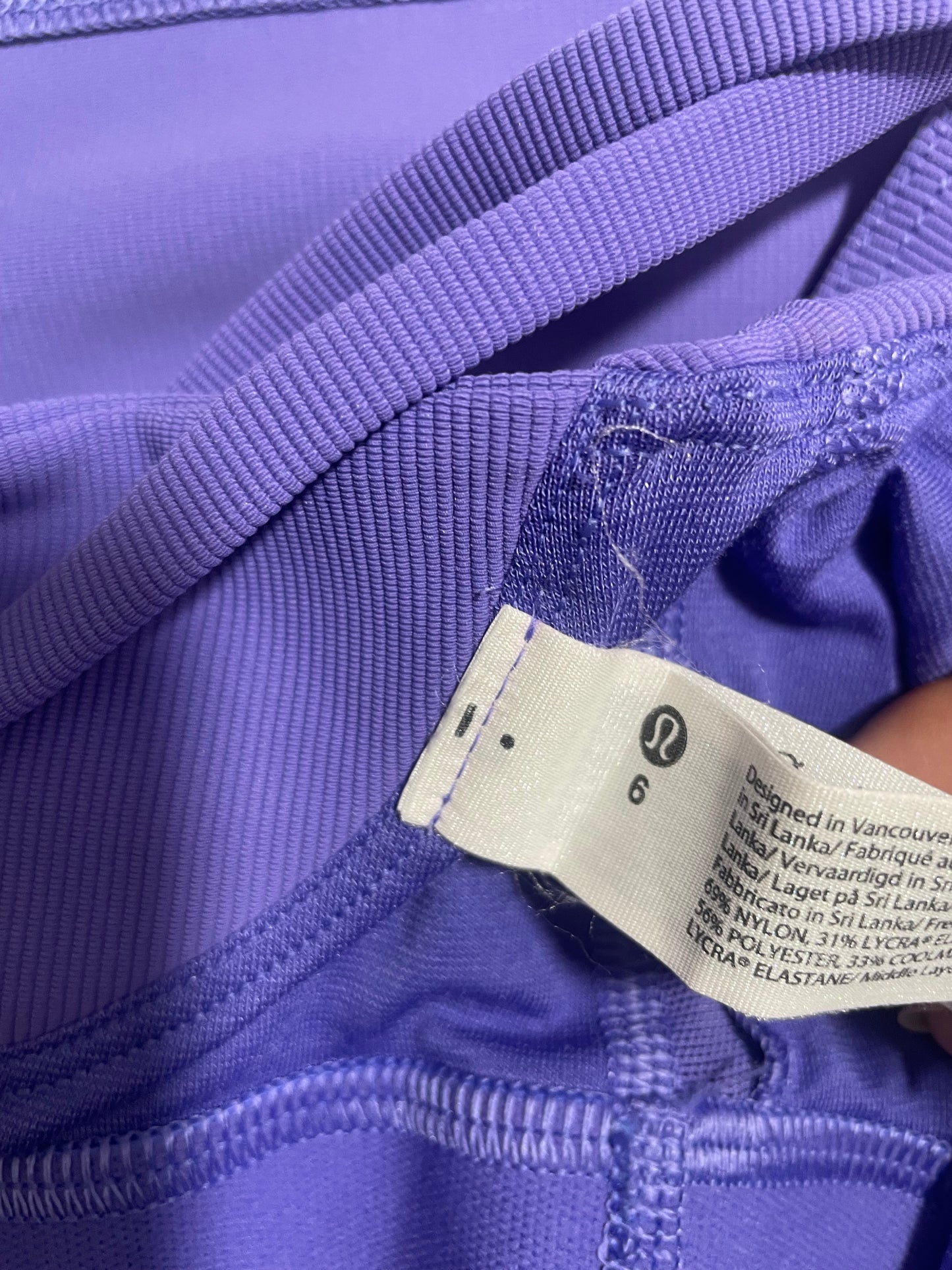 Lululemon Ribbed Purple Cropped Sports Top UK 10 image 2