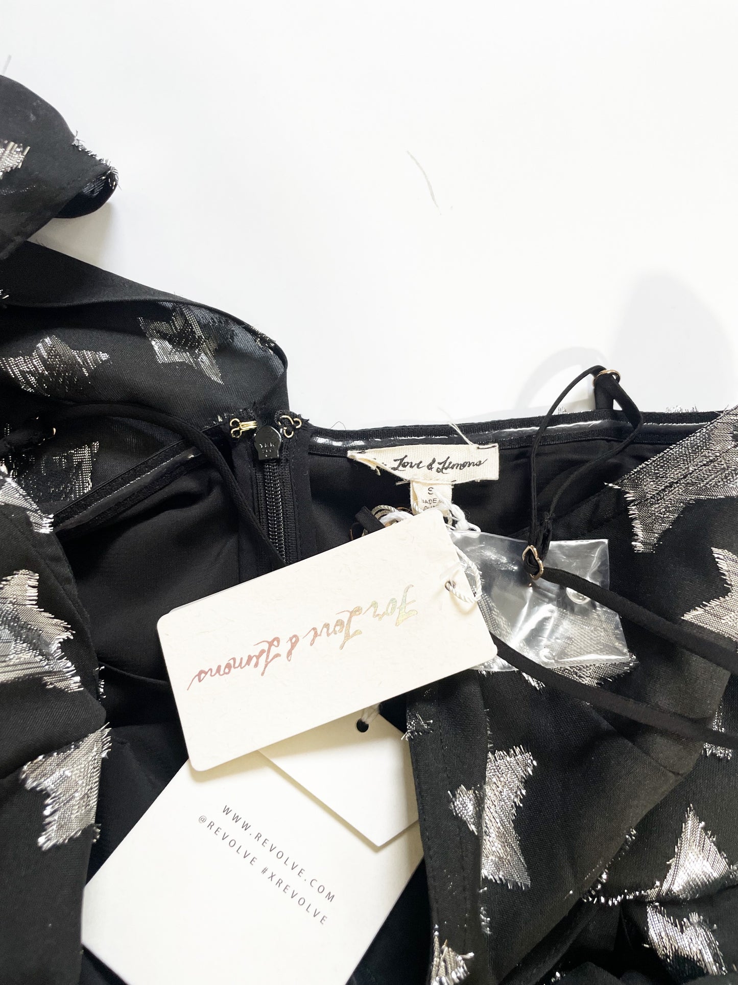 New With Tags Rare For Love & Lemons Metallic Star Print Dress S image 4