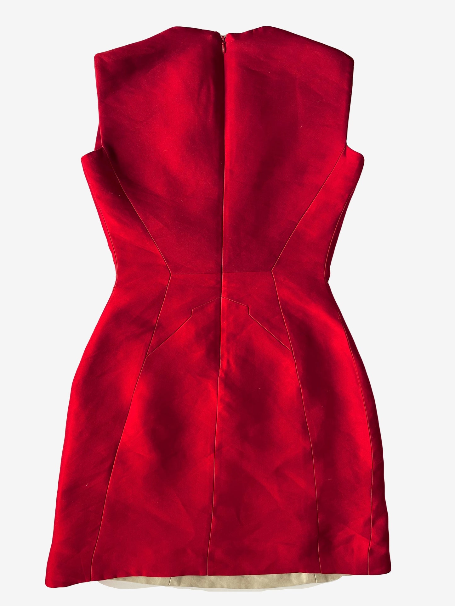Antonio Beradi Beige and Red Panelled Mini Dress S image 1