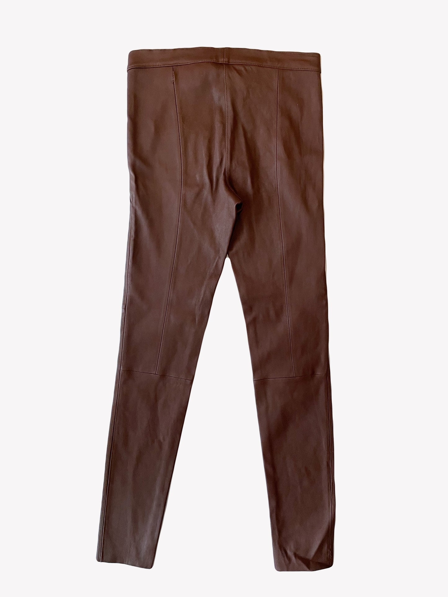Zara Brown Leather Skinny Trousers XS image 3