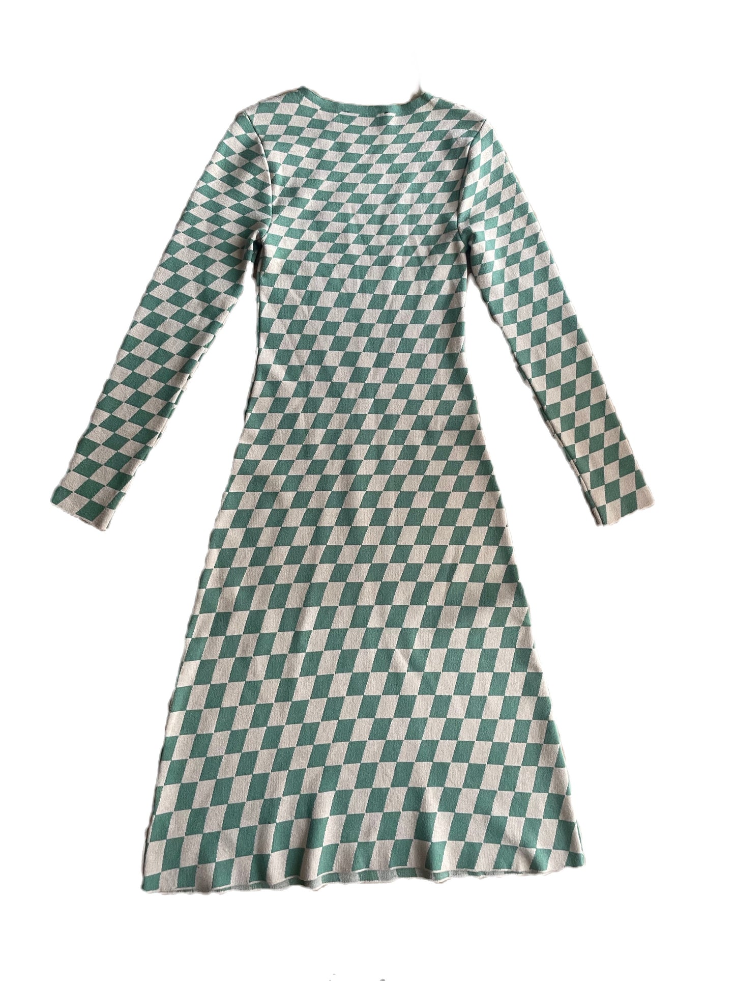 Zara Check Green Midi Dress M image 2
