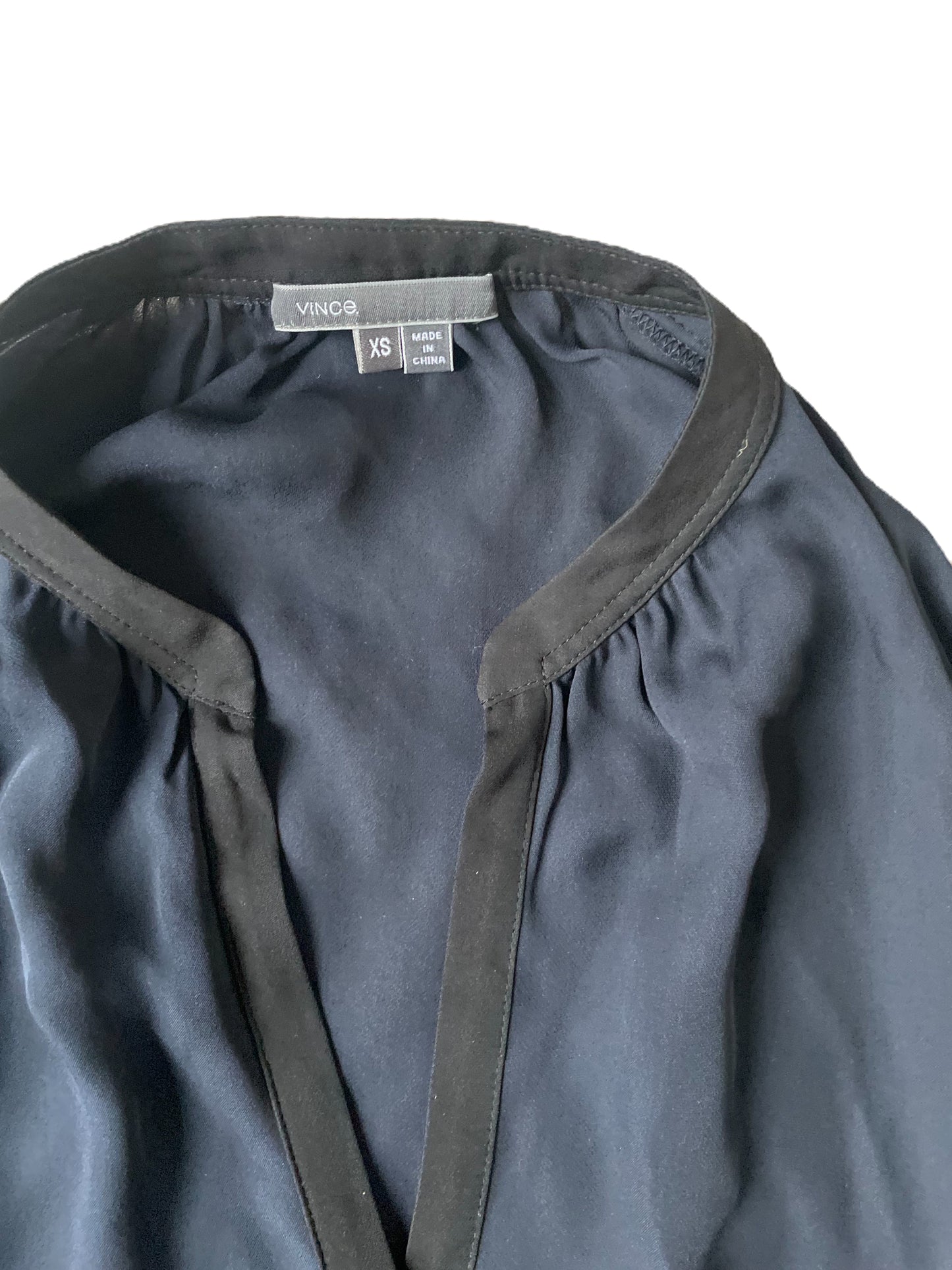 Vince Navy Silk Blouse XS image 2