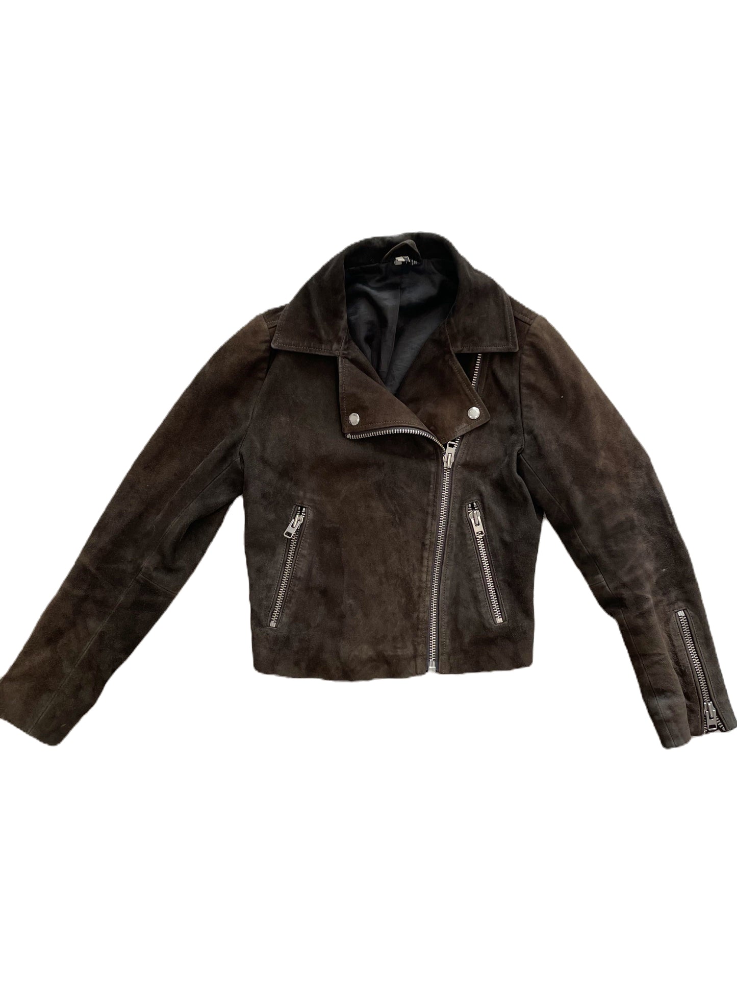 Topshop Grey Suede Biker Jacket UK 8 image 0