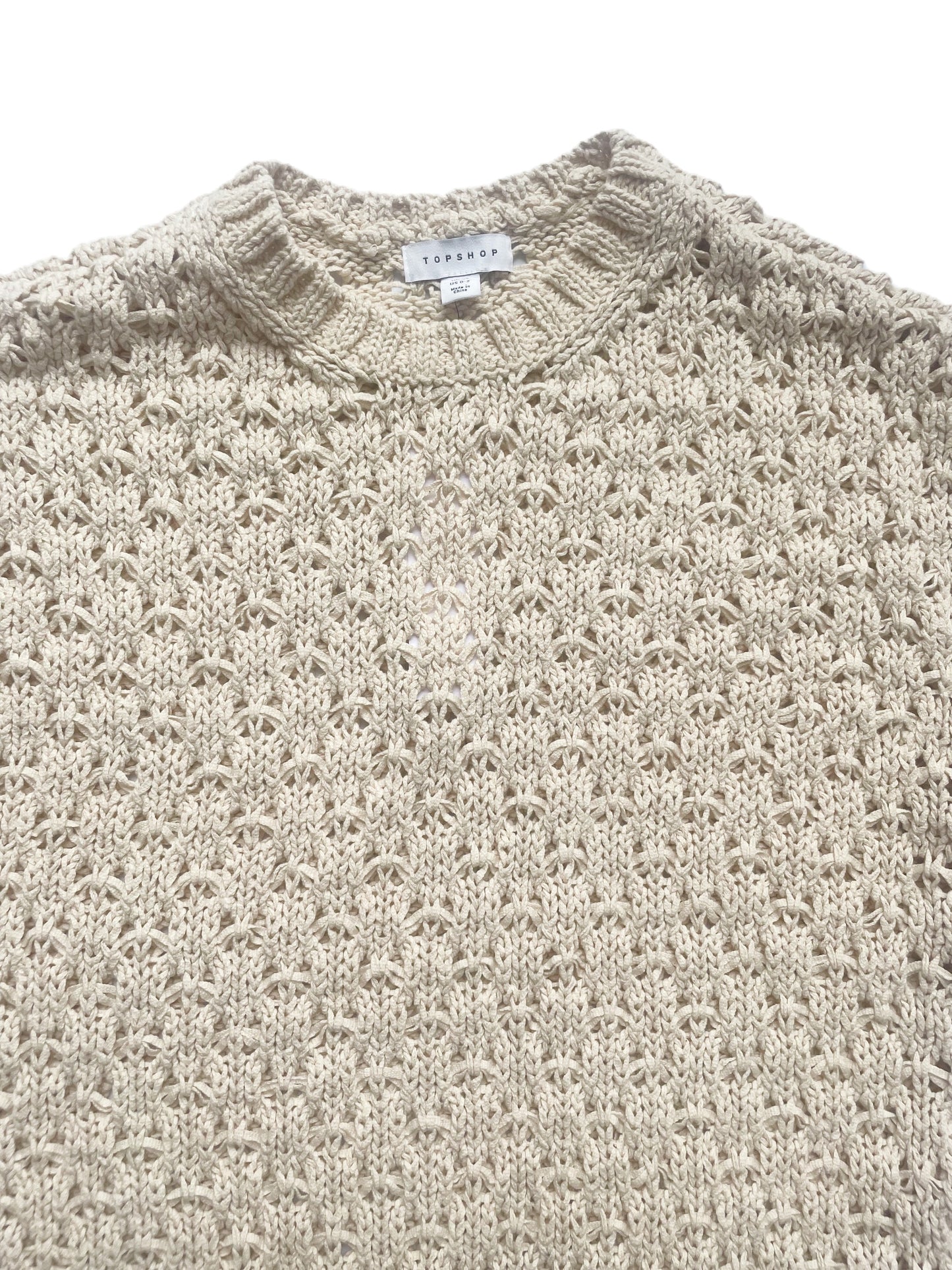 New With Tags Topshop Beige Crochet Dress XS image 3