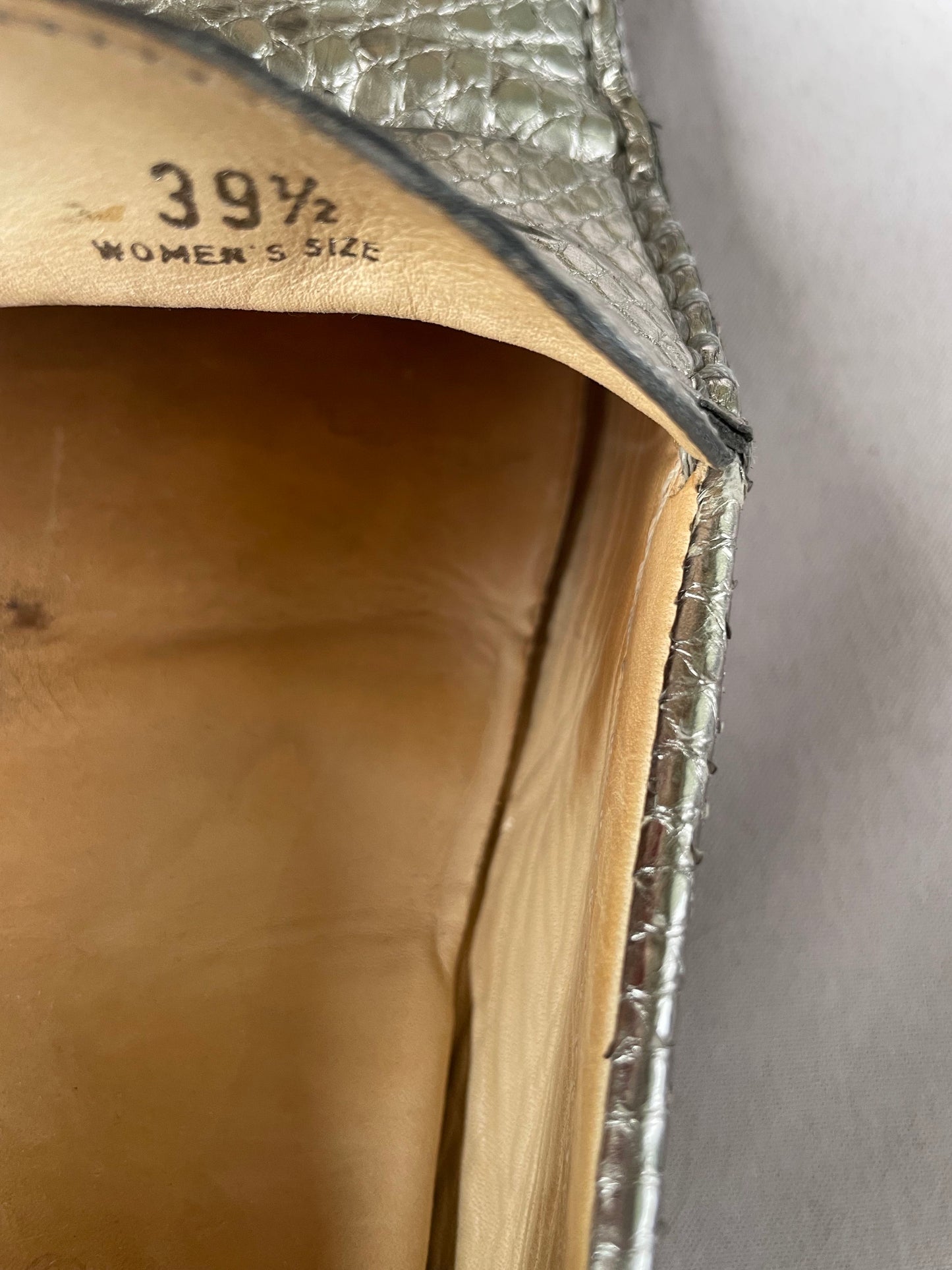 Tod's Metallic Silver Snake Effect Loafers 39.5 image 4