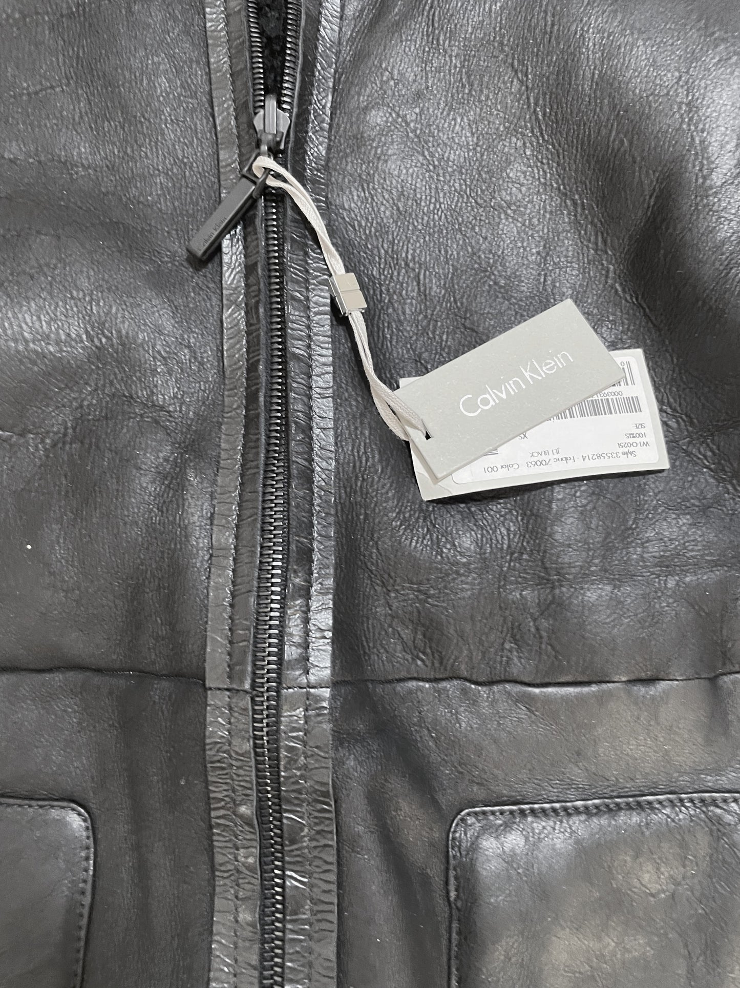 New with Tags Calvin Klein Black Shearling Coat XS image 2