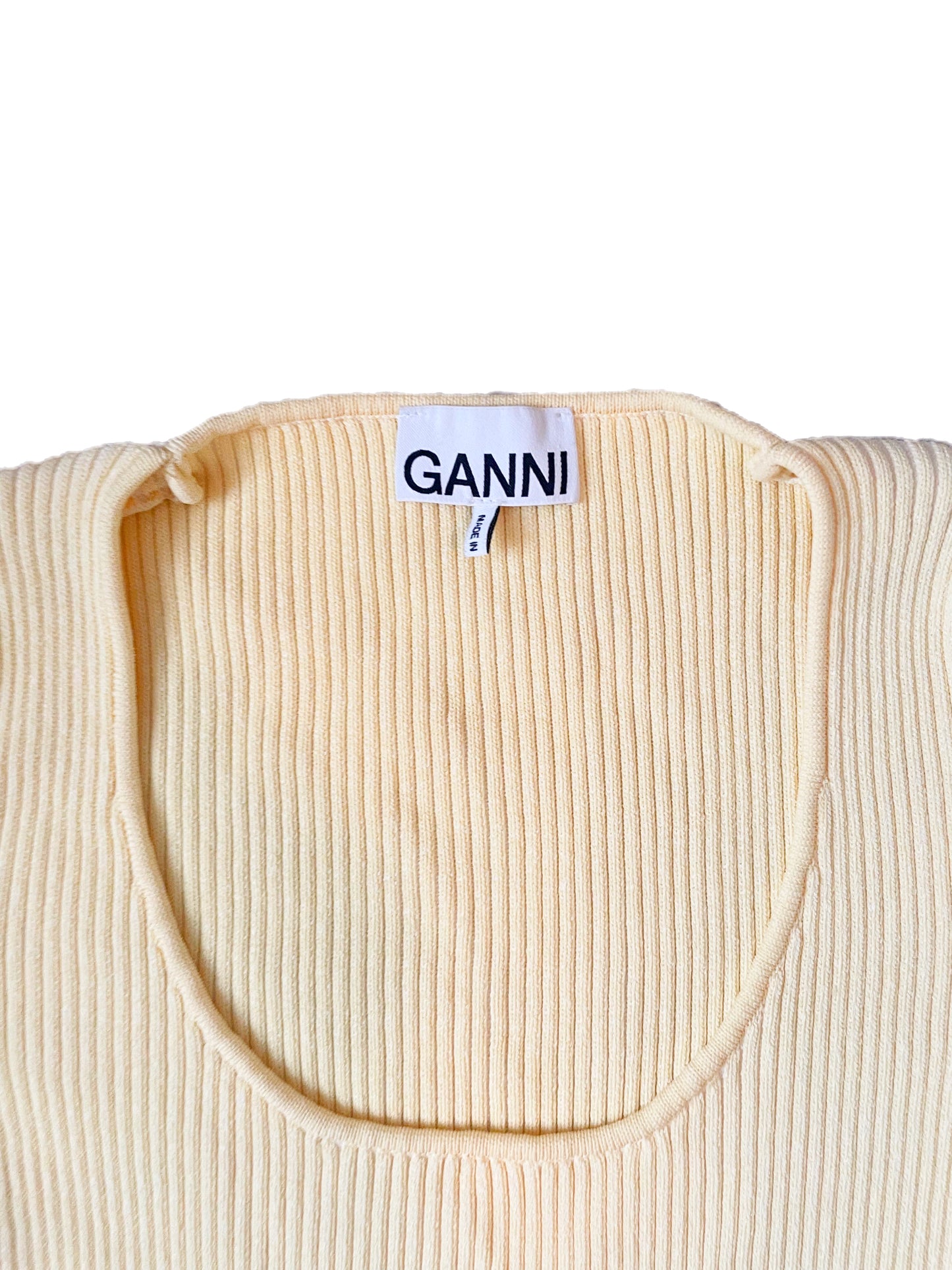 Ganni Ribbed Yellow Midi Dress M image 3