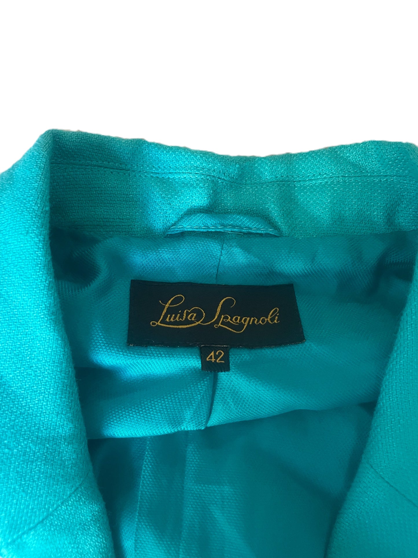 Luisa Spagnoli Turquoise Linen Blazer UK 10 image 2