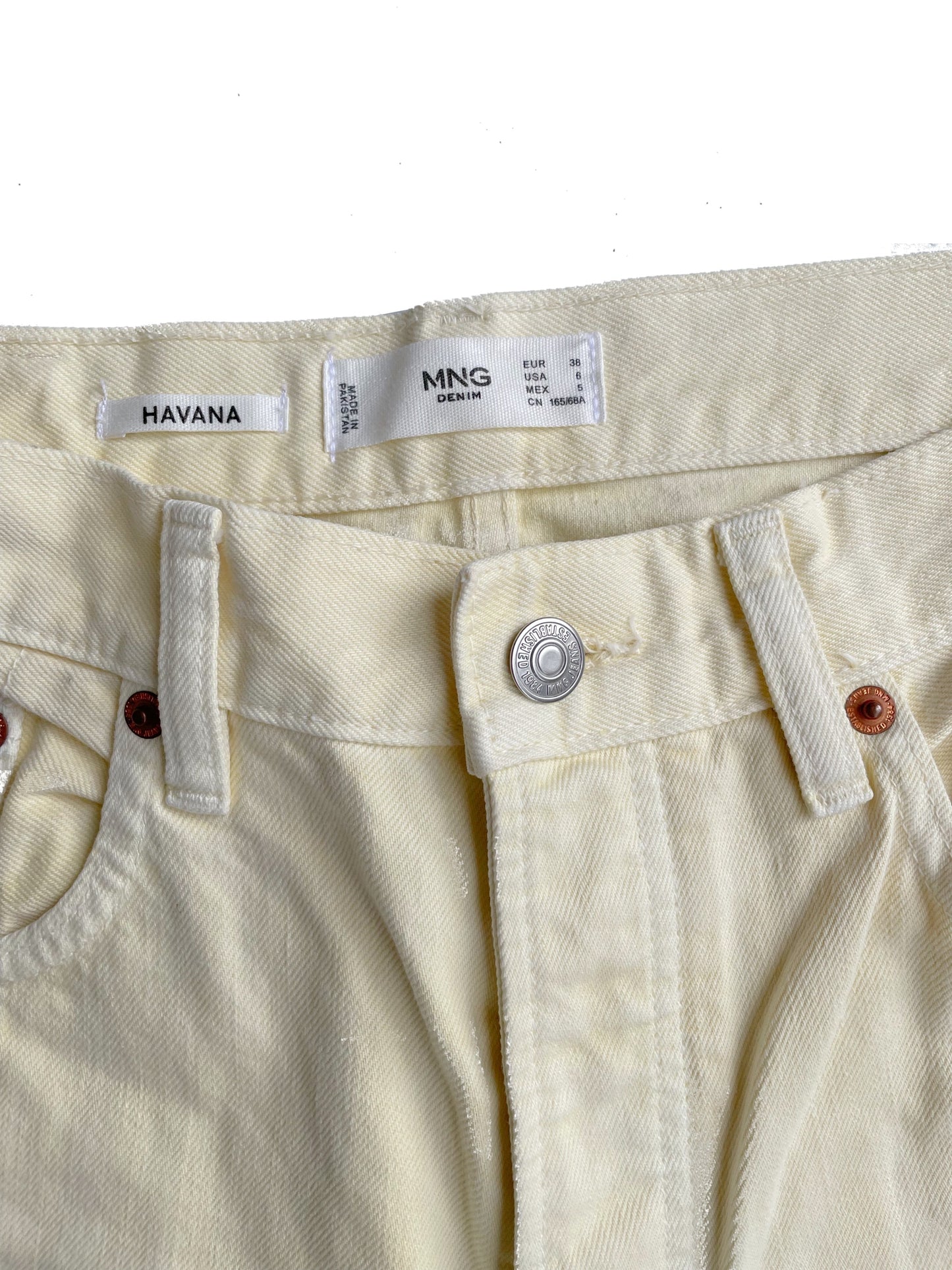Mango Cream Straight Leg Jeans UK 10 image 3