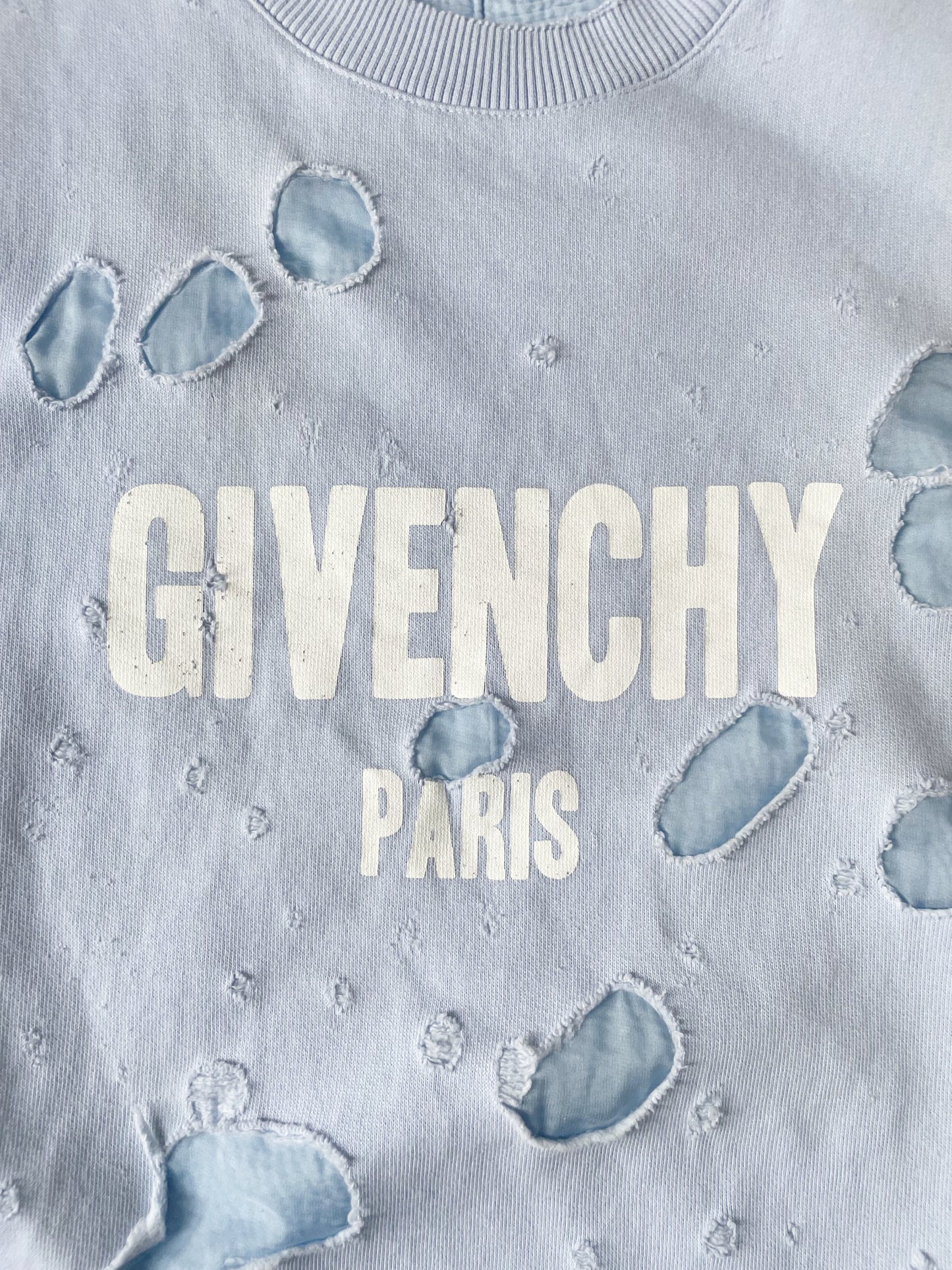 Givenchy Paris Light Blue Distressed Hoodie XS image 2