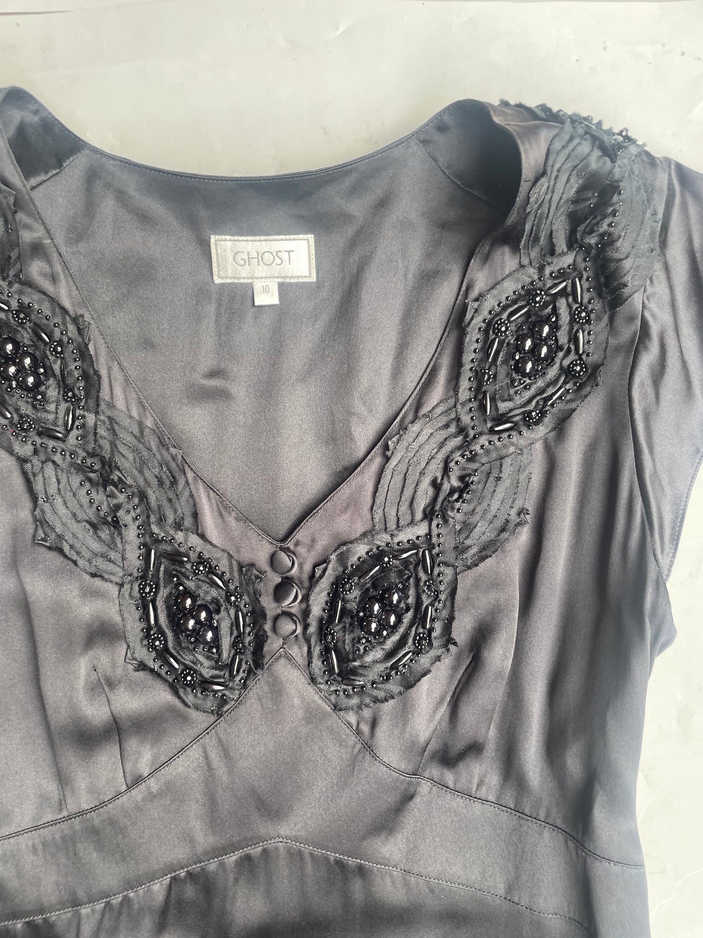 Vintage Ghost Black Silk Dress UK 10 image 2