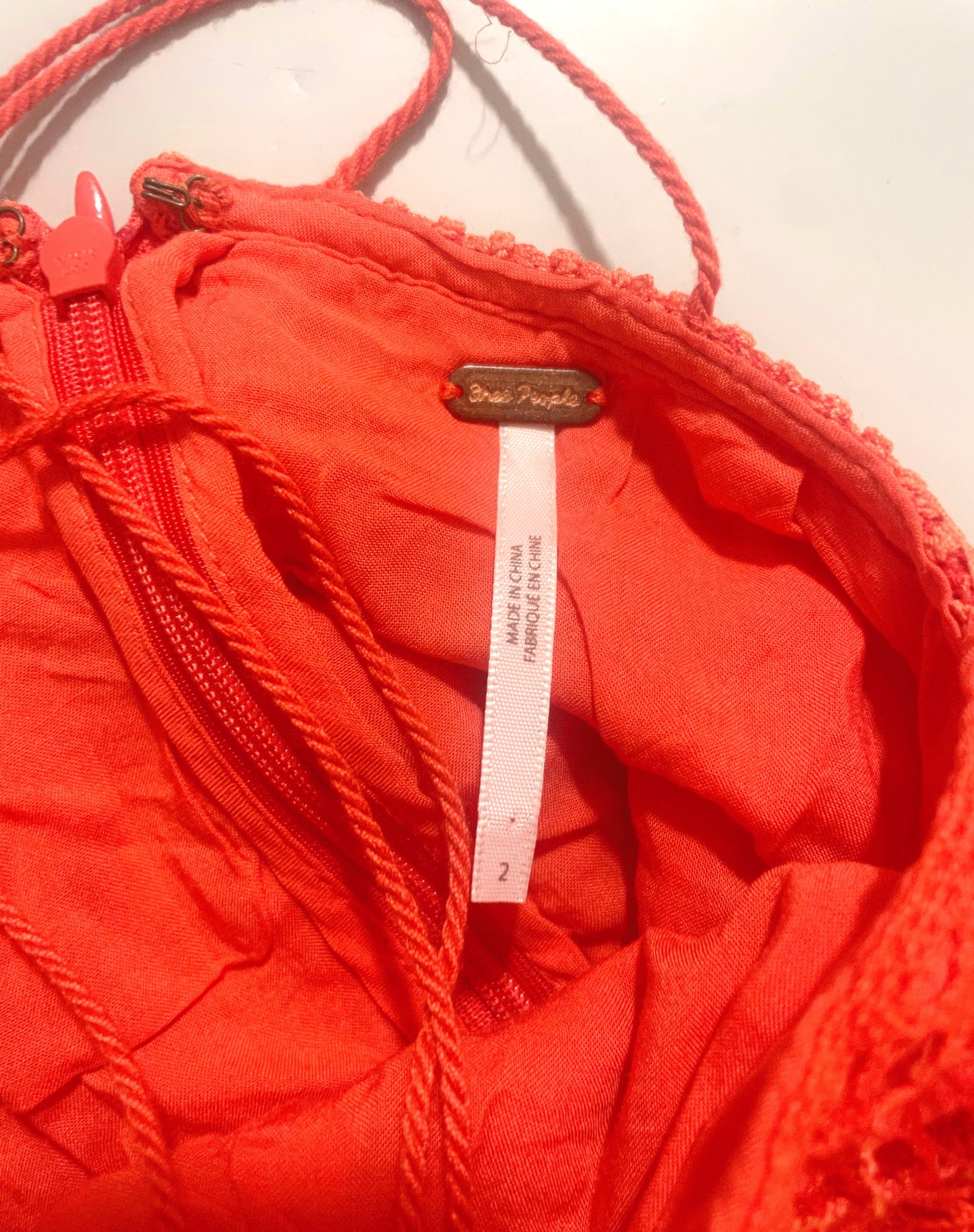 Free People Orange Lace Dress XS image 3