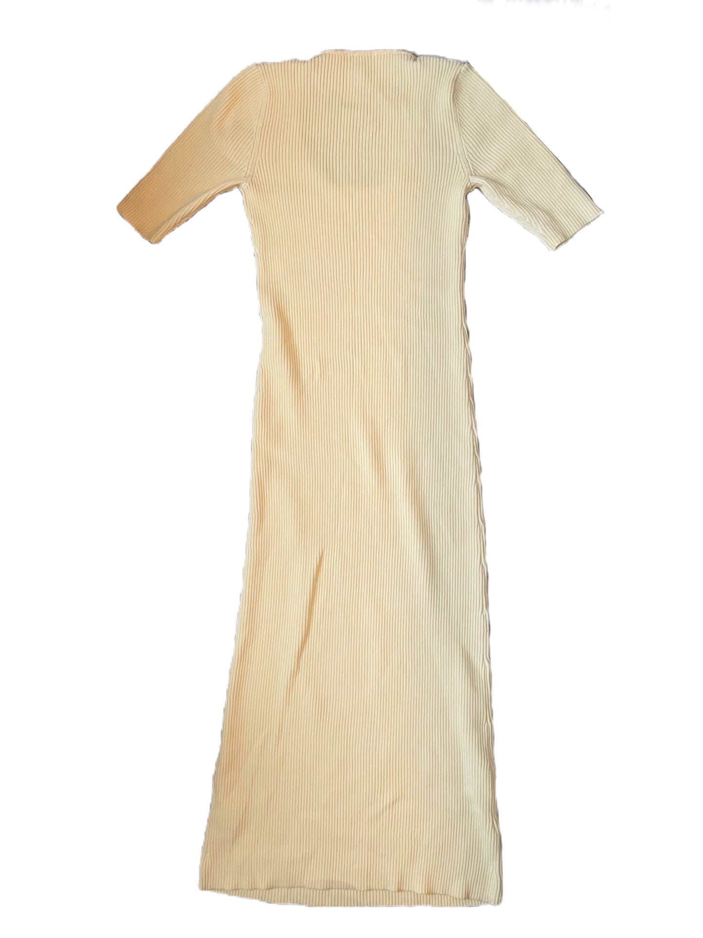 Ganni Ribbed Yellow Midi Dress M image 2