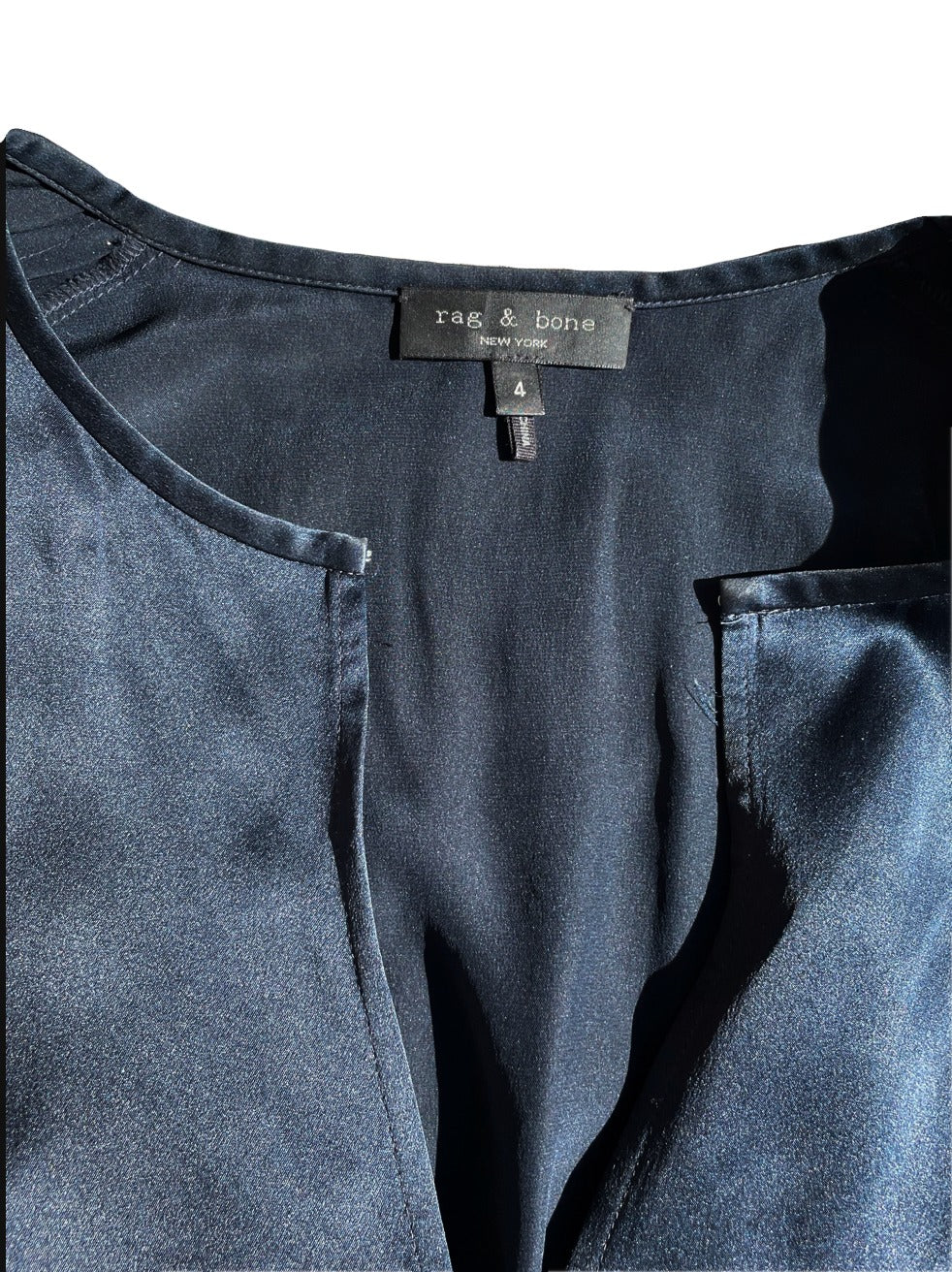 Rag & Bone Navy Silk Midi Dress UK 8 image 3