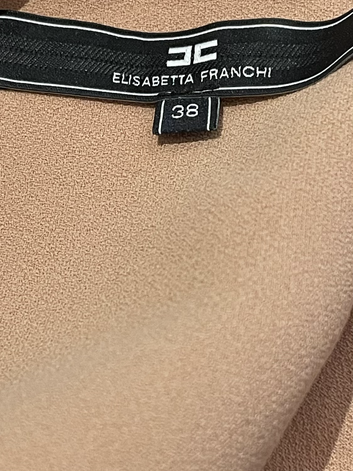 Elisabetta Franchi Tan Silk Dress UK 6 image 4