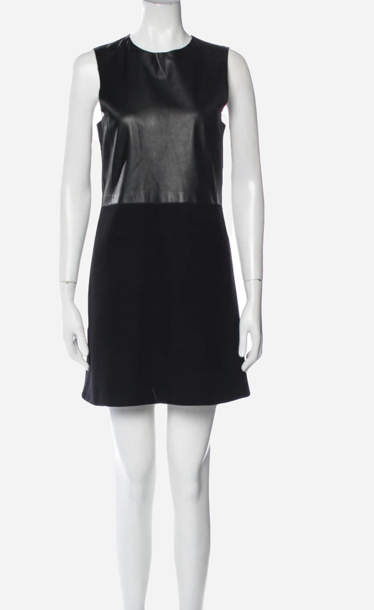 Maje Lamb Leather & Wool Dress UK 10 My Circular Wardrobe Maje Lamb Leather & Wool Dress UK 10 My Circular Wardrobe