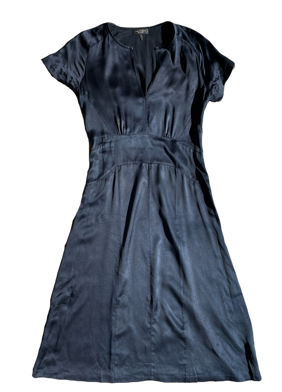 Rag & Bone Navy Silk Midi Dress UK 8 image 1