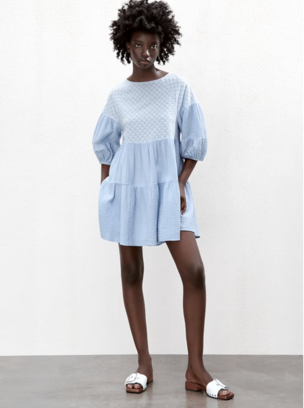 Zara Blue Poplin Dress S image 1