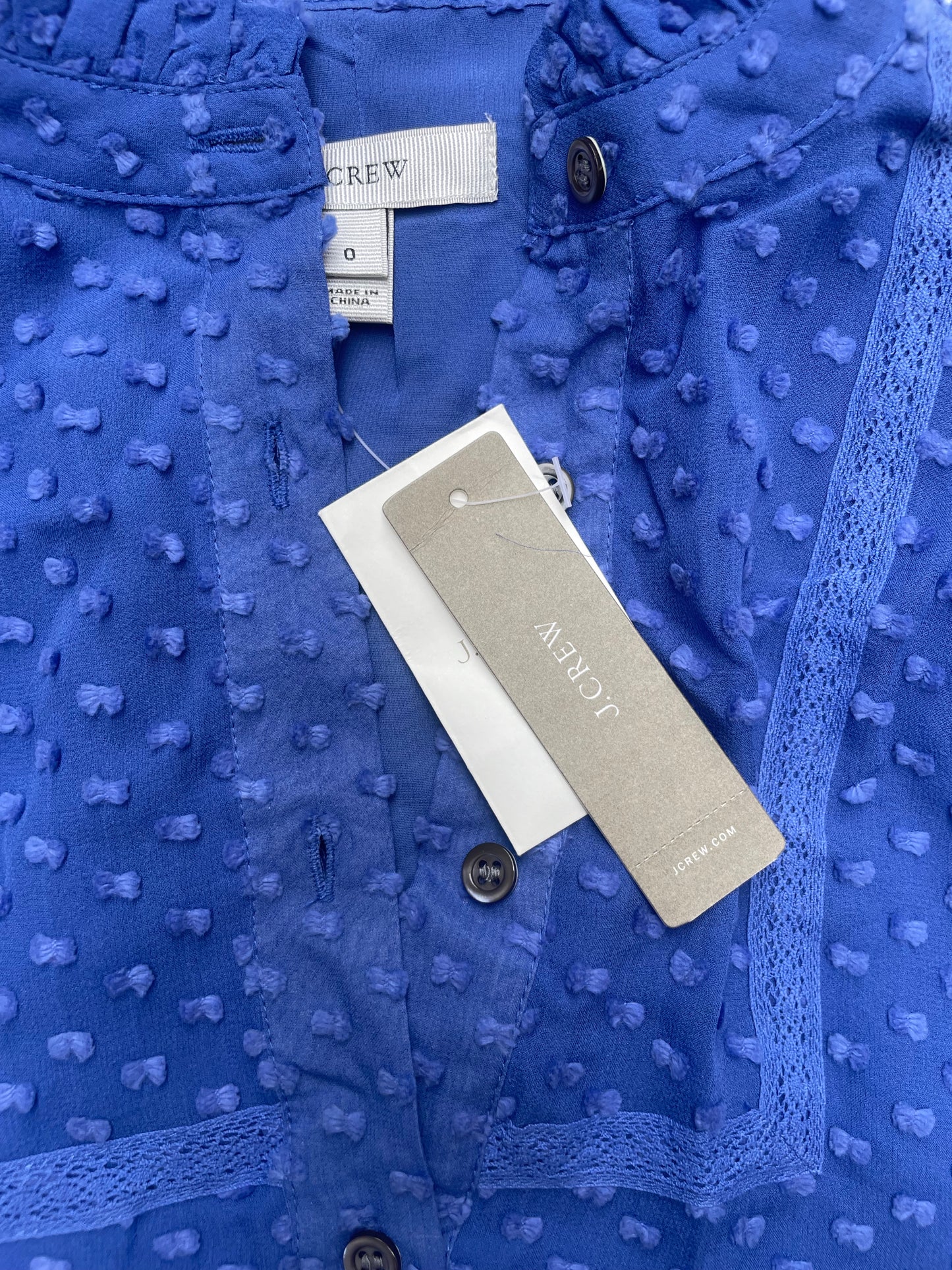 New With Tags J.Crew Blue Dobby Blouse XXS image 2