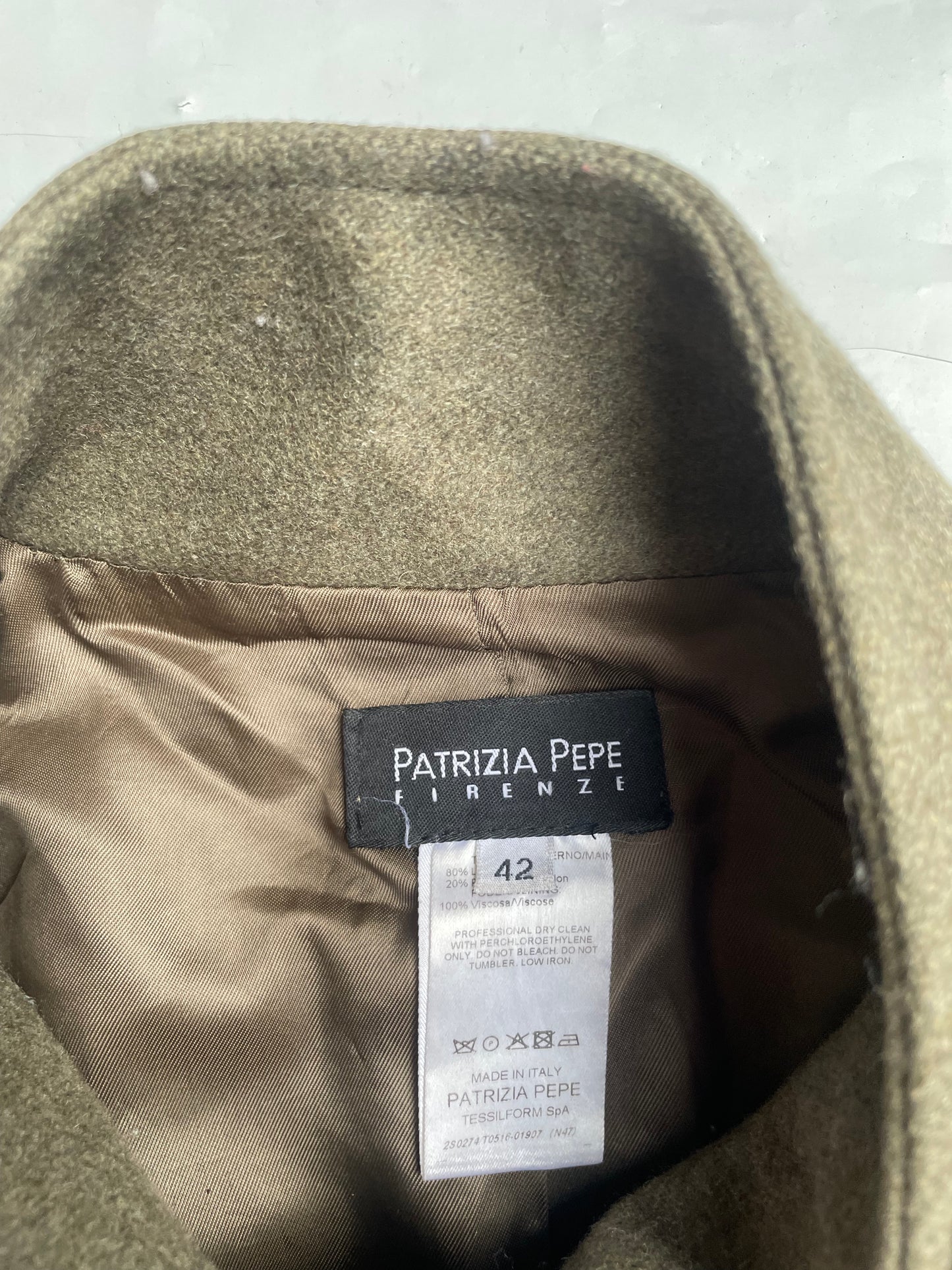 Patrizia Pepe Khaki Wool Coat UK 10 image 2