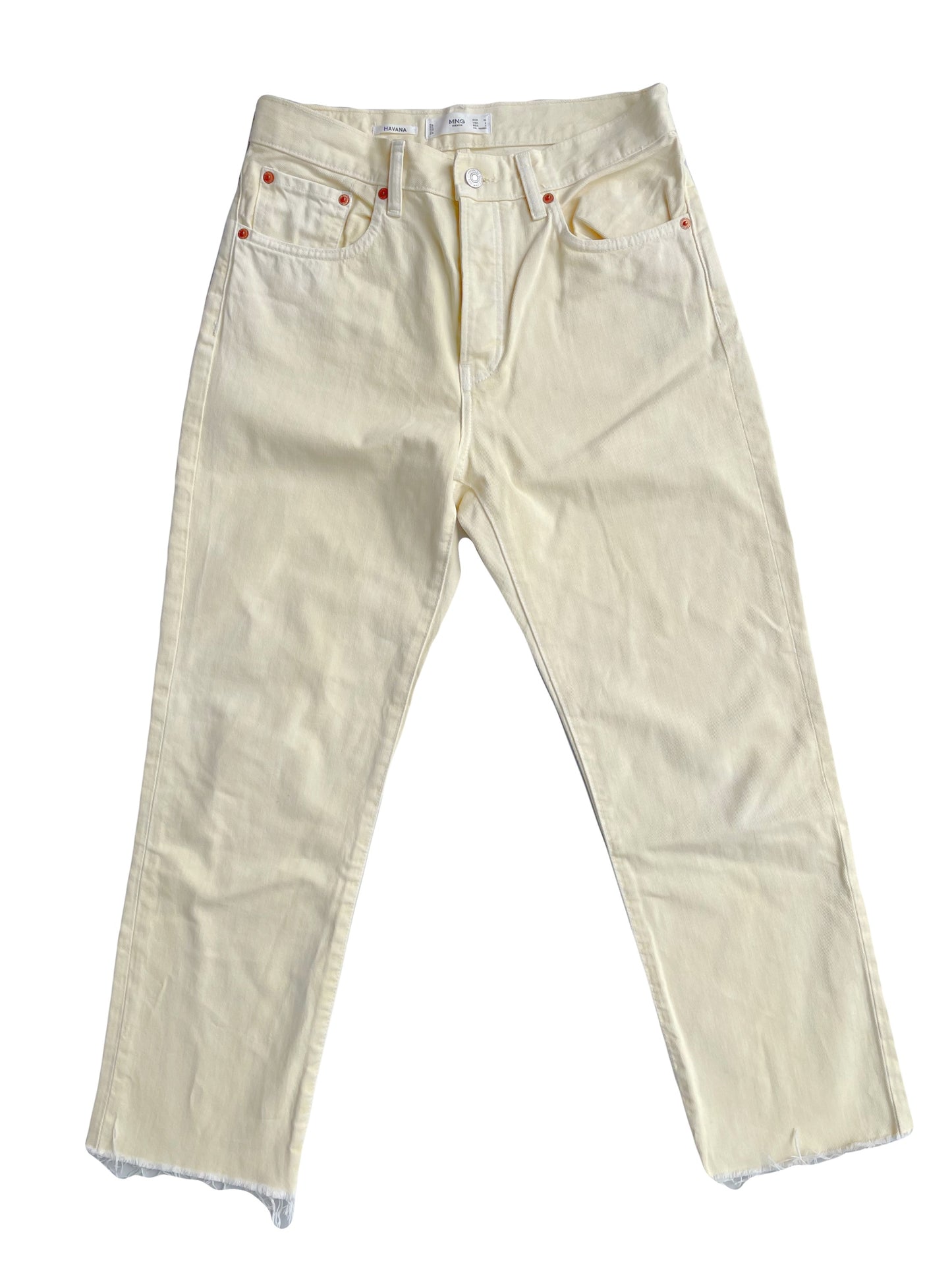 Mango Cream Straight Leg Jeans UK 10 image 1