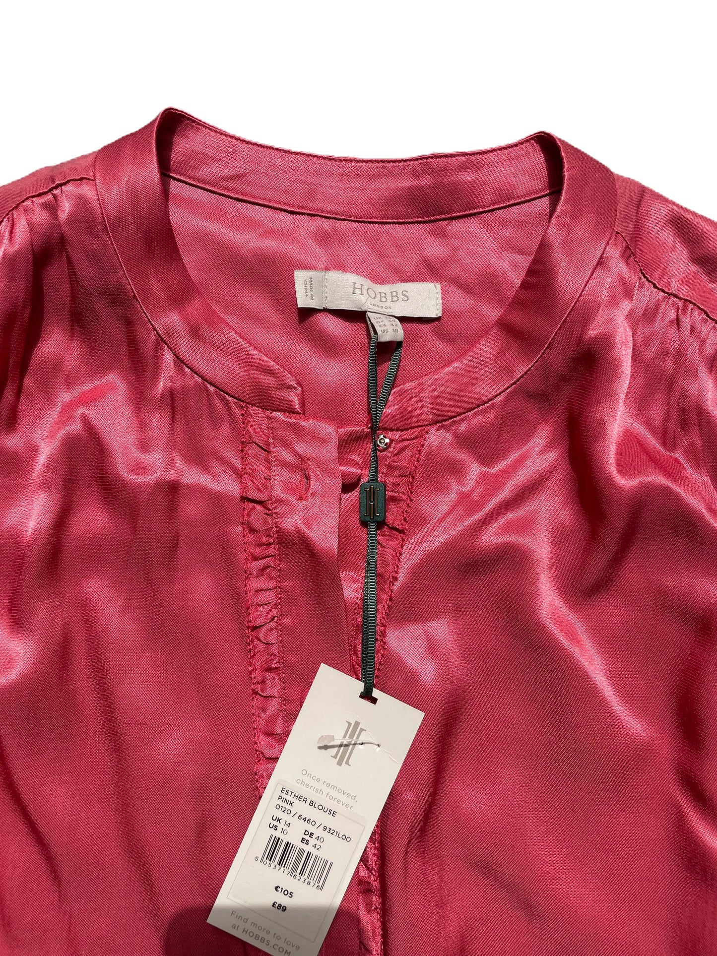 New with Tags Hobbs Satin Pink Blouse UK 14 image 3