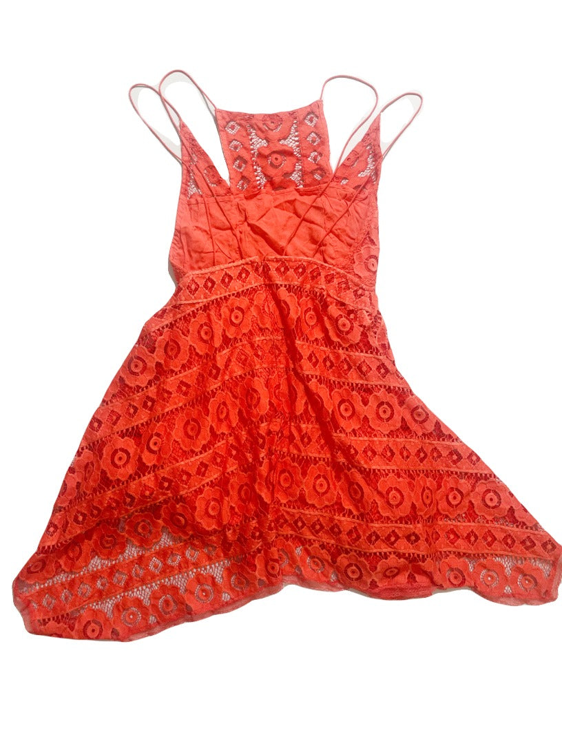 Free People Orange Lace Dress XS image 1