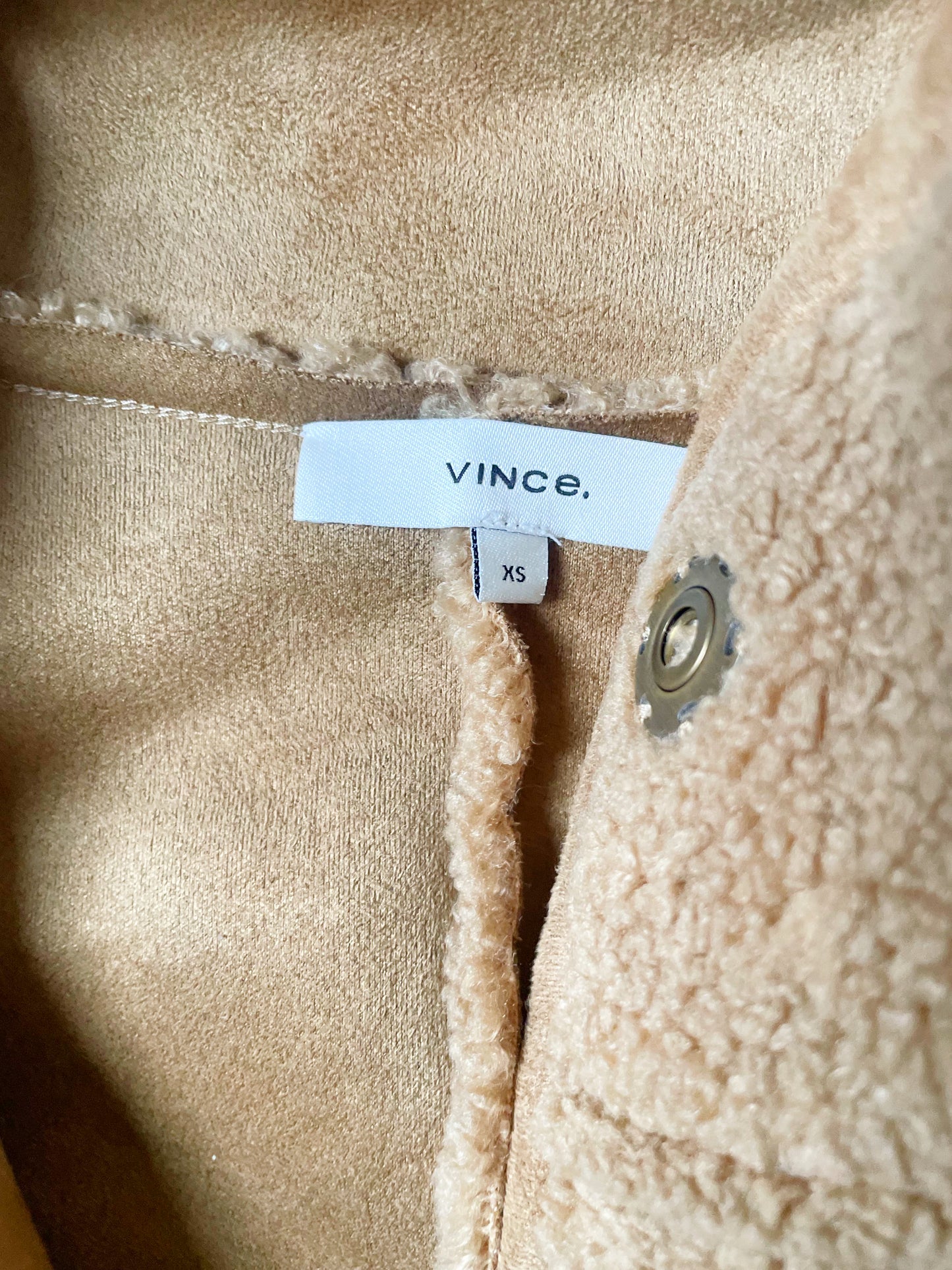 Vince Oversized Camel Teddy Coat XS image 3