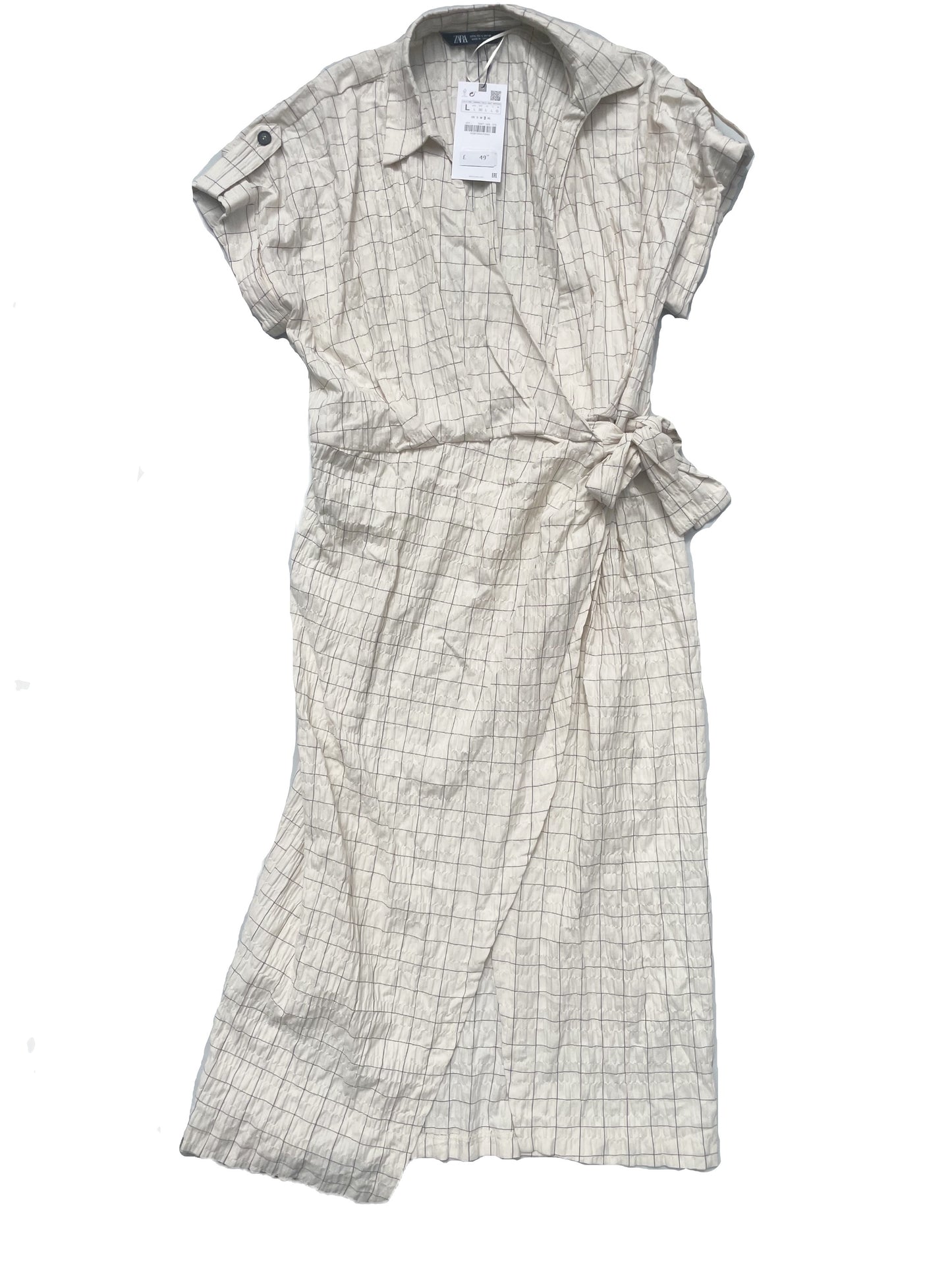 New With Tags Zara Check Wrap Dress L image 0