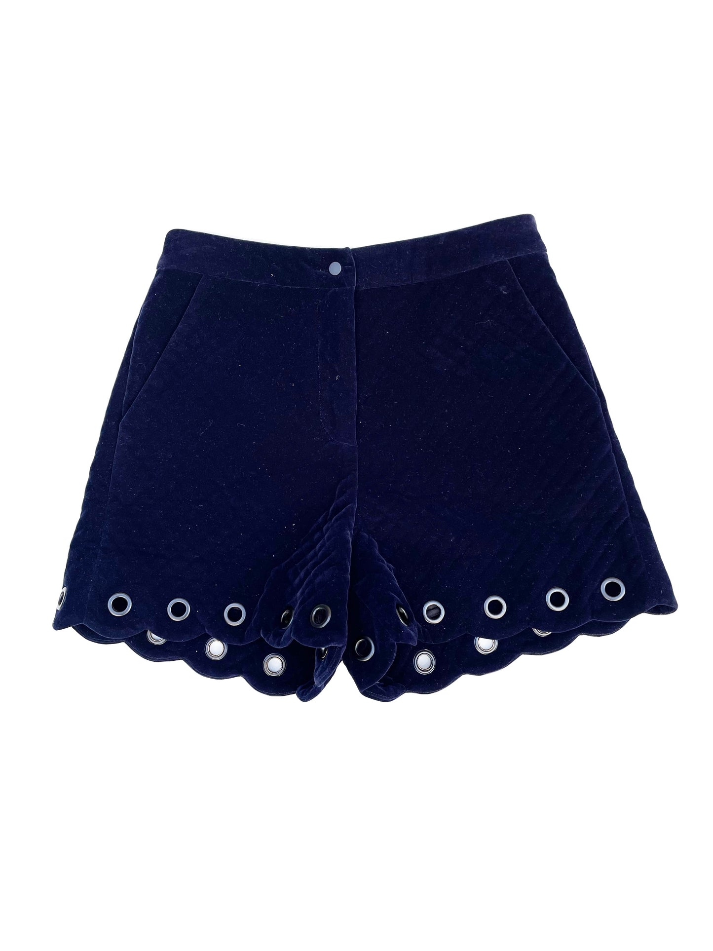 Maje Navy Velvet Shorts UK 8 image 0