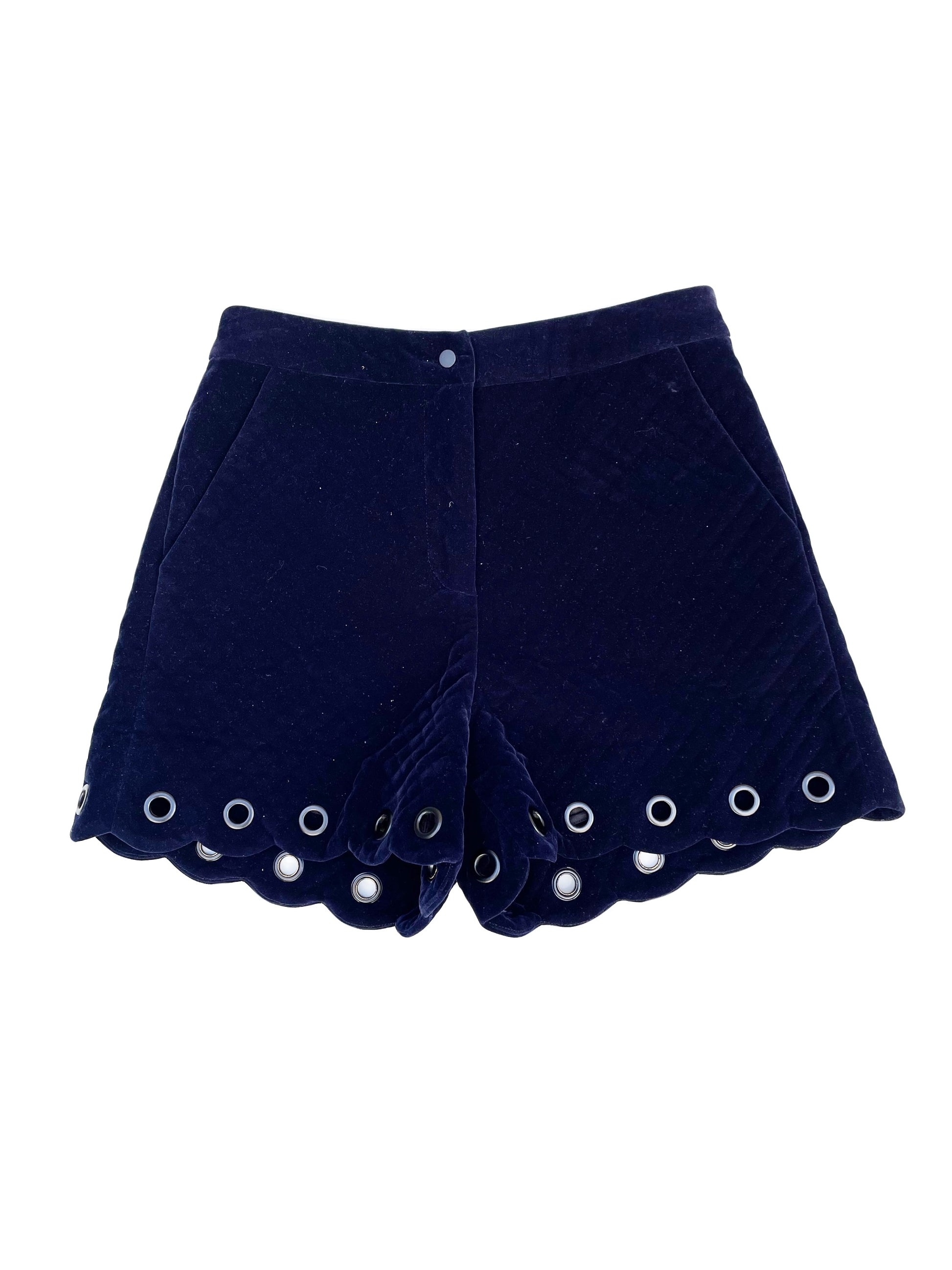 Maje Navy Velvet Shorts UK 8 image 0