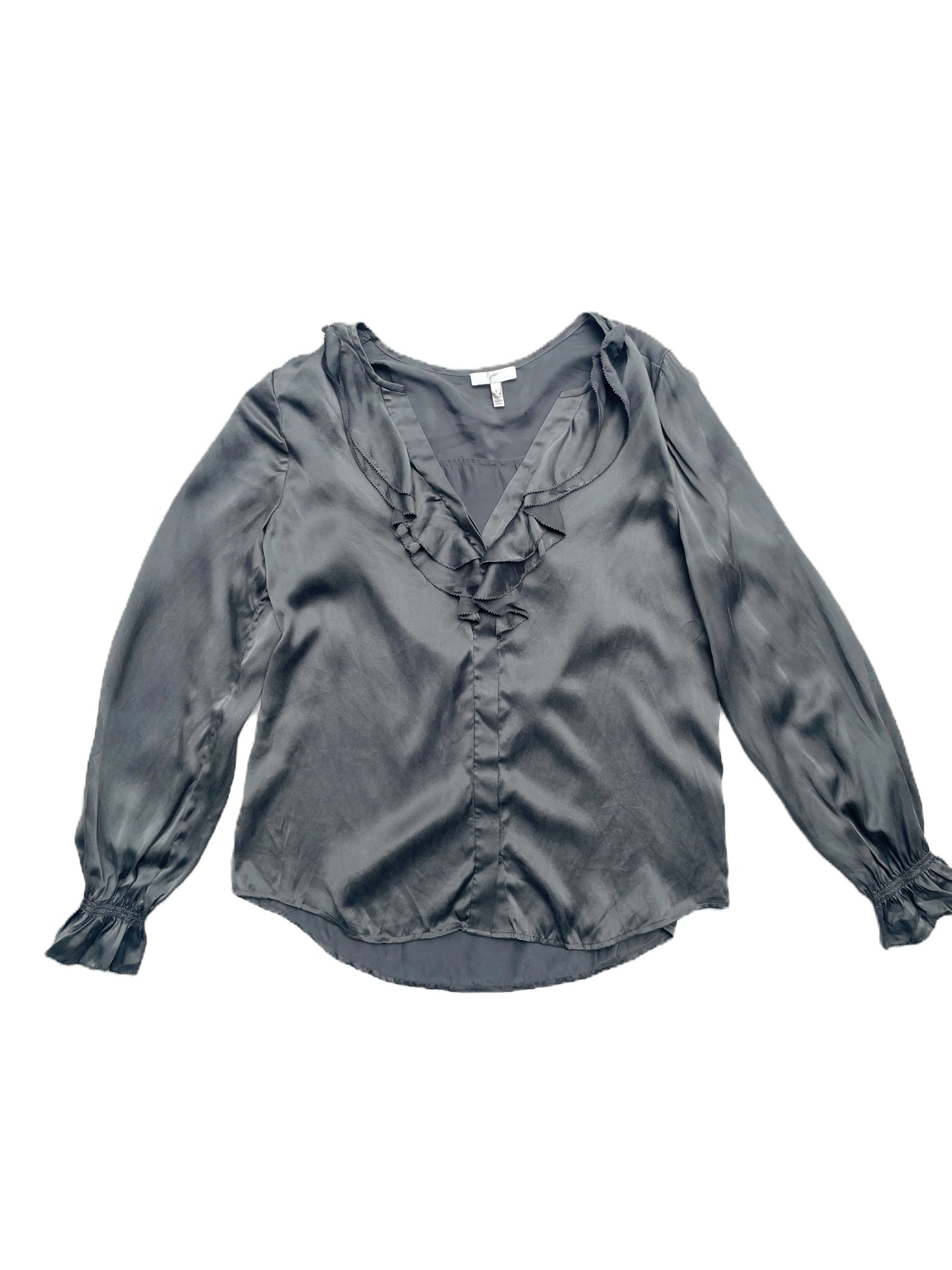 Joie Grey Green Silk Ruffle Blouse S image 0