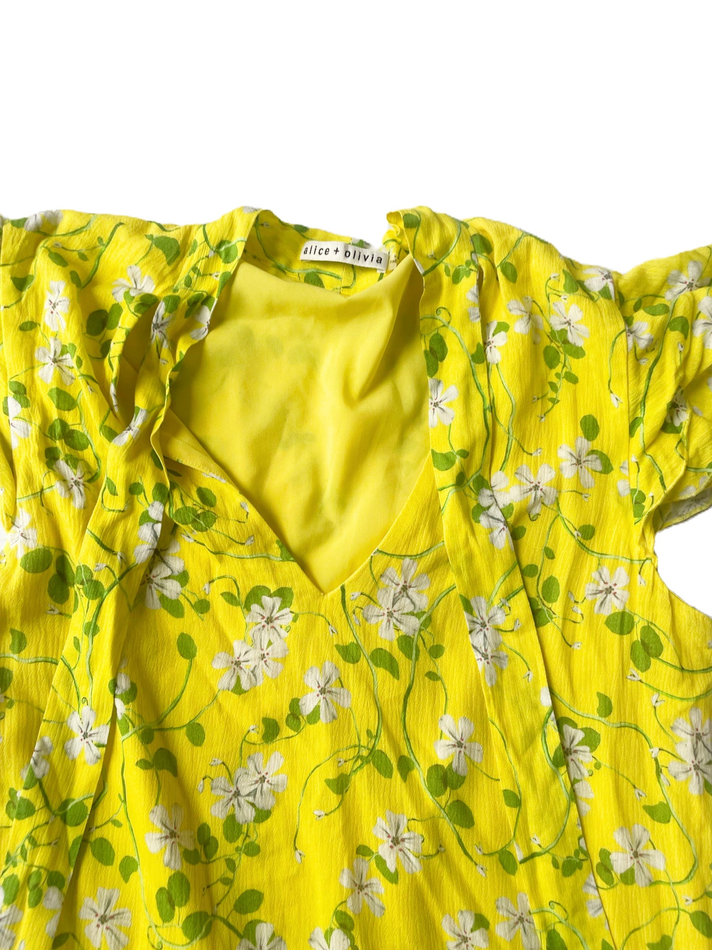 Alice+Olivia Yellow Print Dress S image 3
