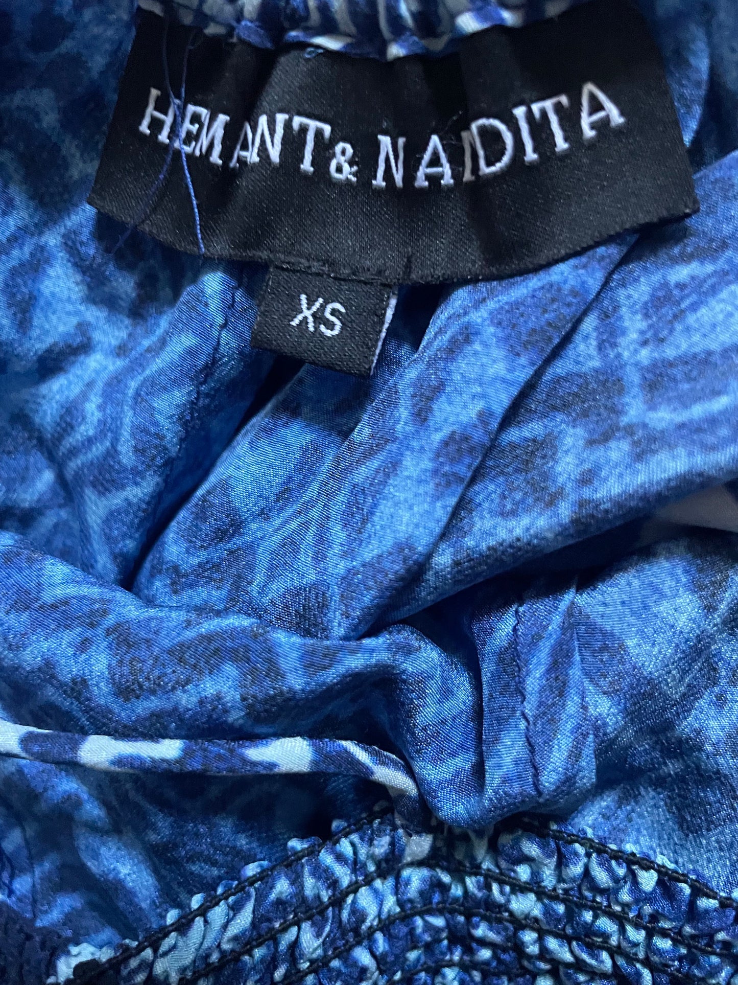Hemant & Nandita Blue Print Dress XS image 2