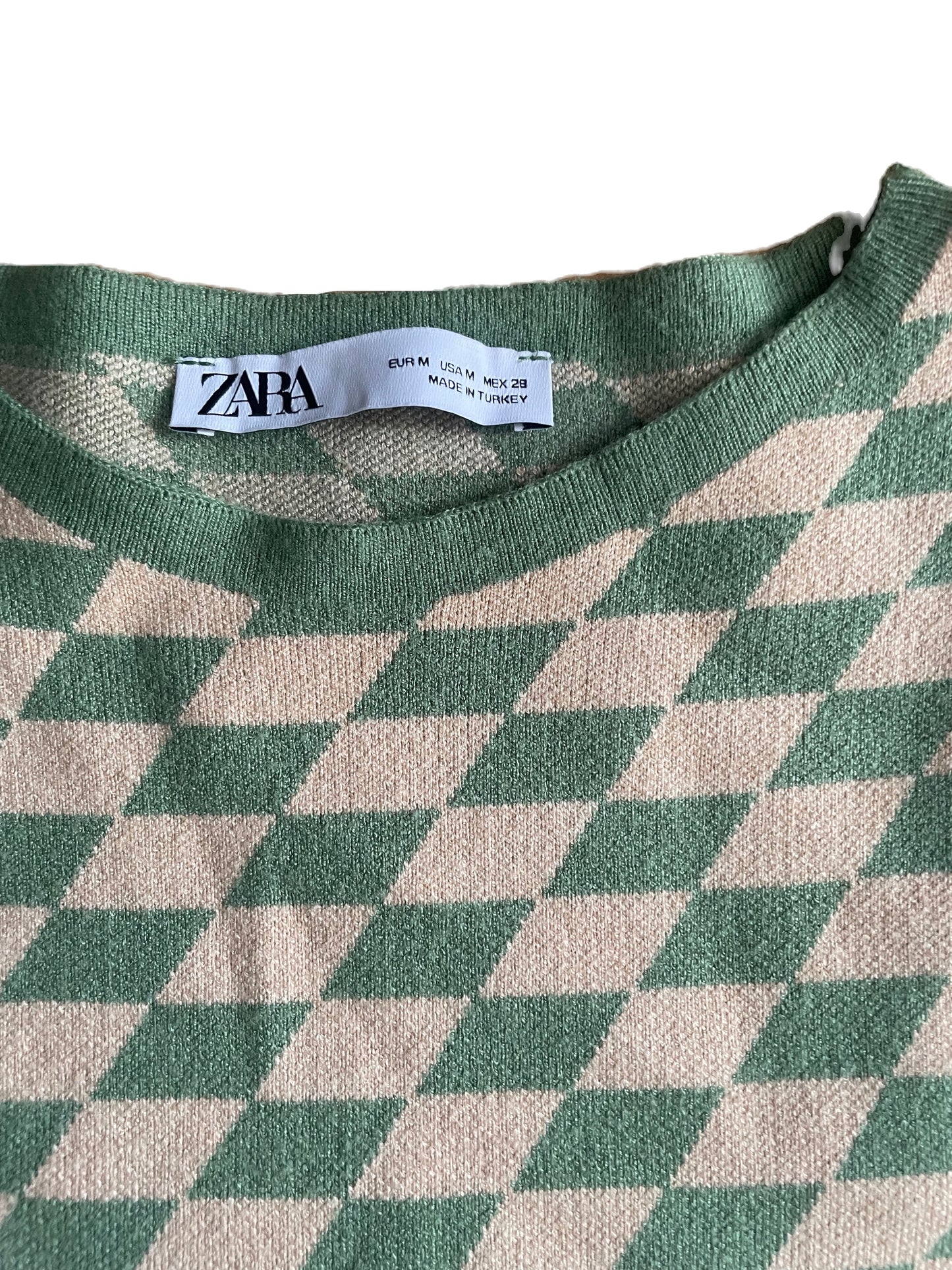 Zara Check Green Midi Dress M image 3
