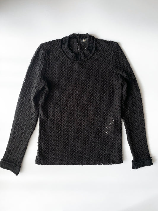 Maje Crochet Knit Turtle Neck Top M image 0