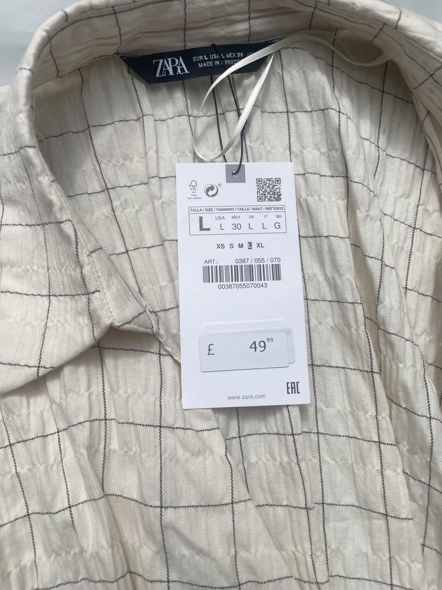New With Tags Zara Check Wrap Dress L image 3