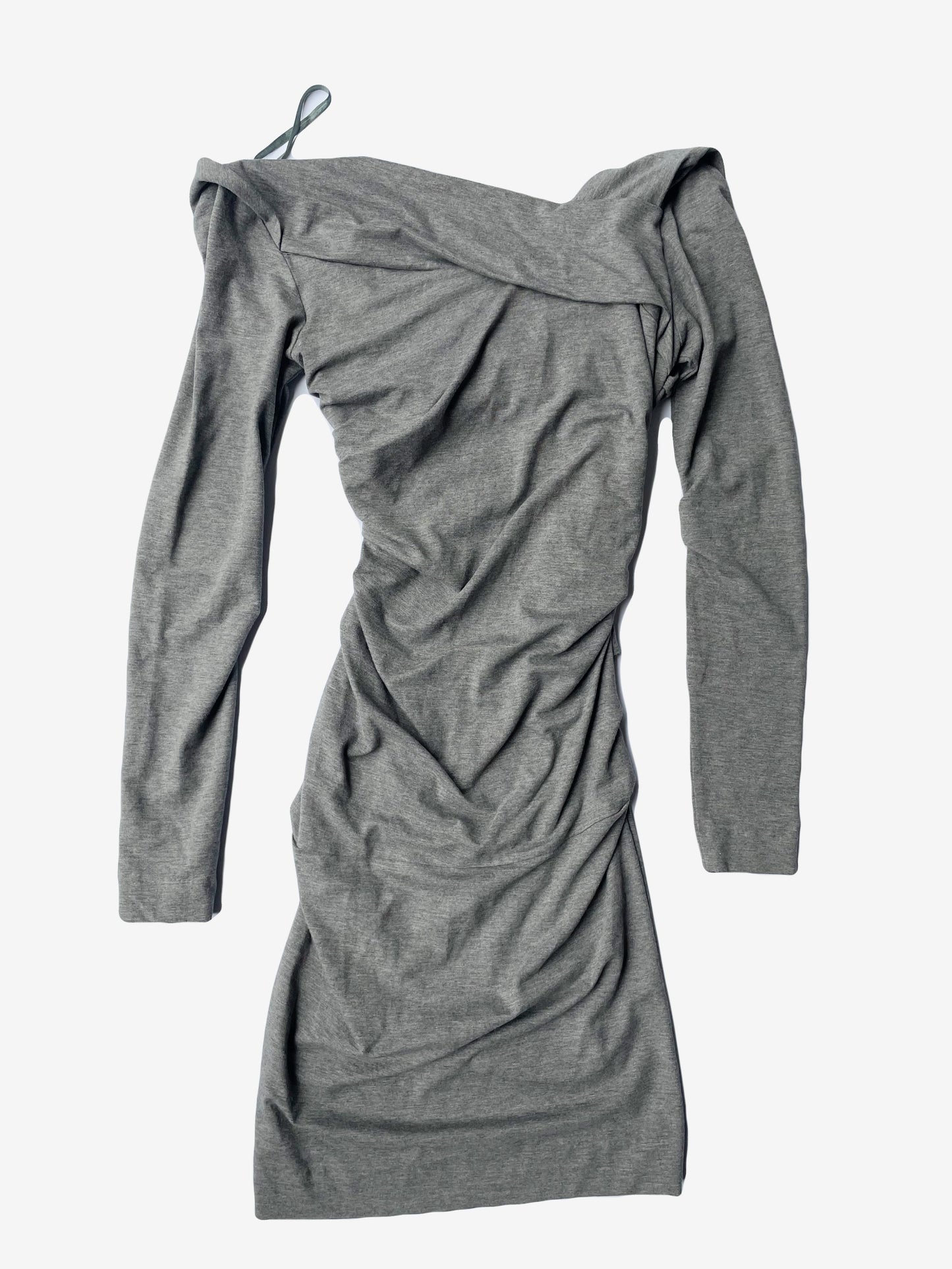 Diane Von Furstenberg Grey Stretch Ruched Dress S image 2