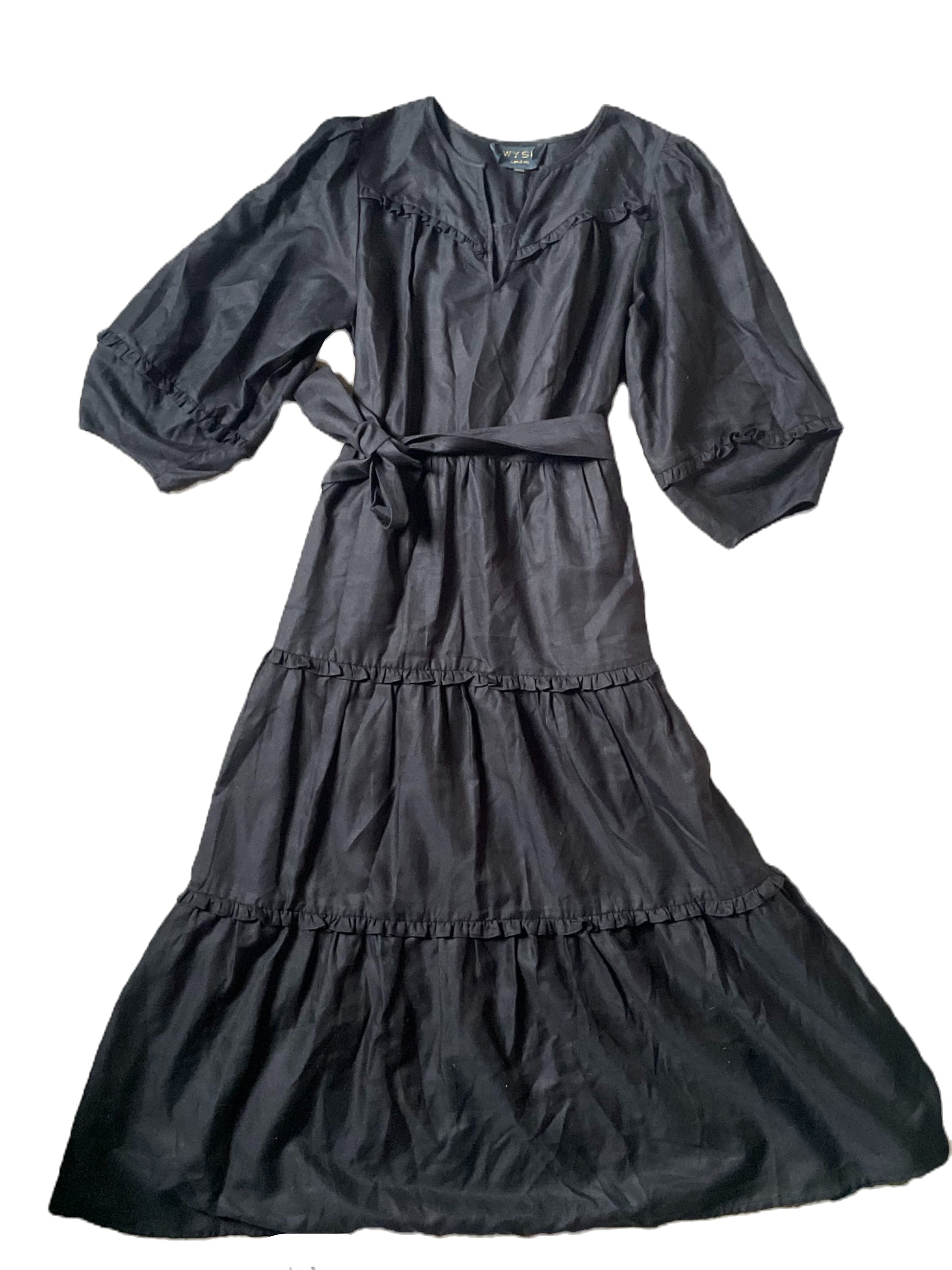 Wyse Tiered Black ;Nadine' Midi Dress S image 0