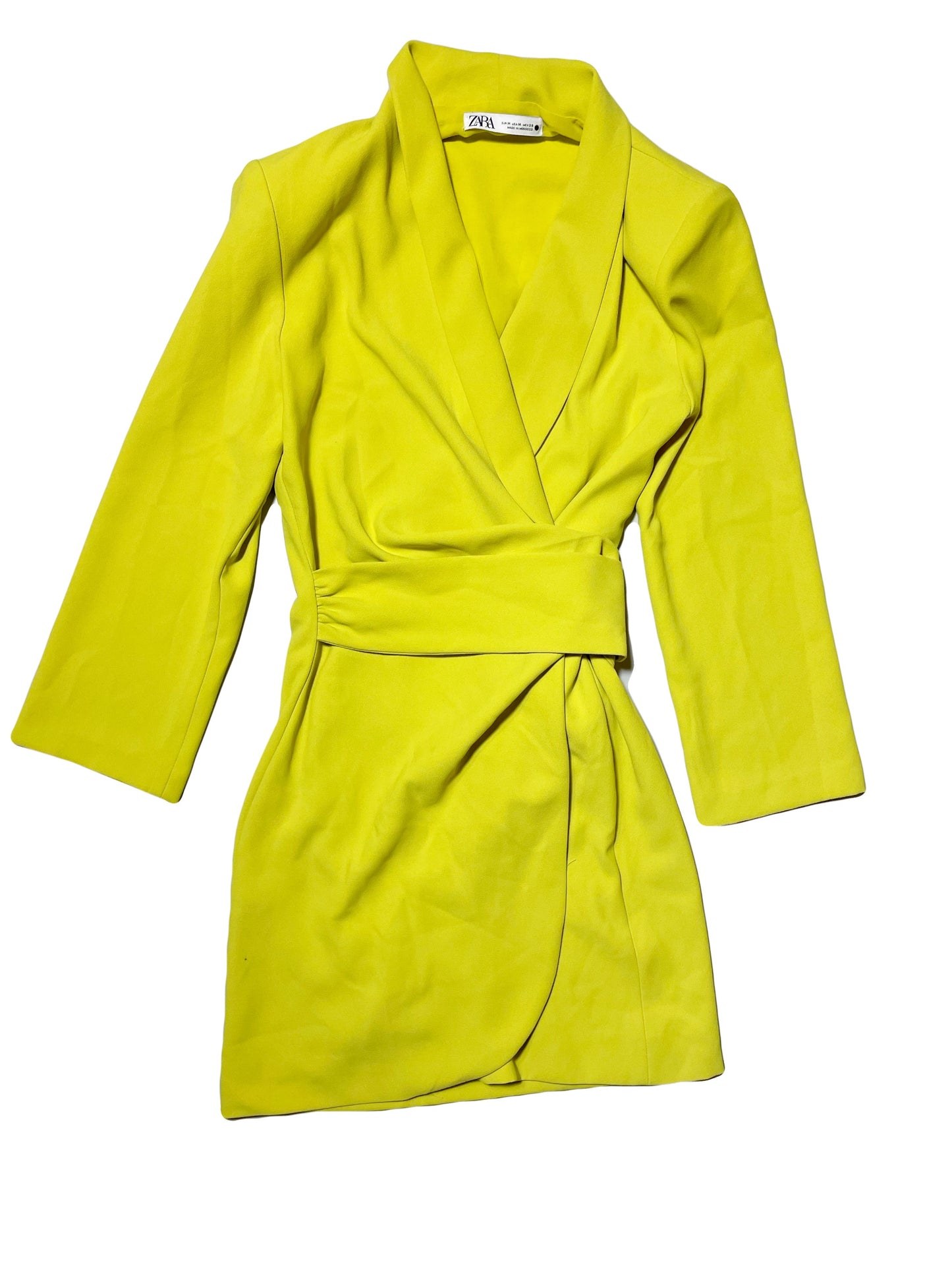 Zara Bright Yellow Wrap Dress M image 0