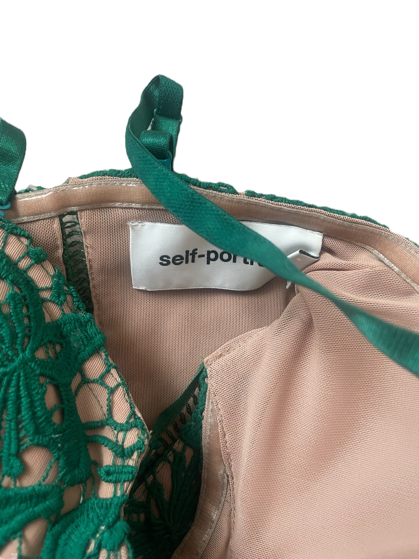 Self-Portrait Green Lace Mini Dress UK 8 image 3