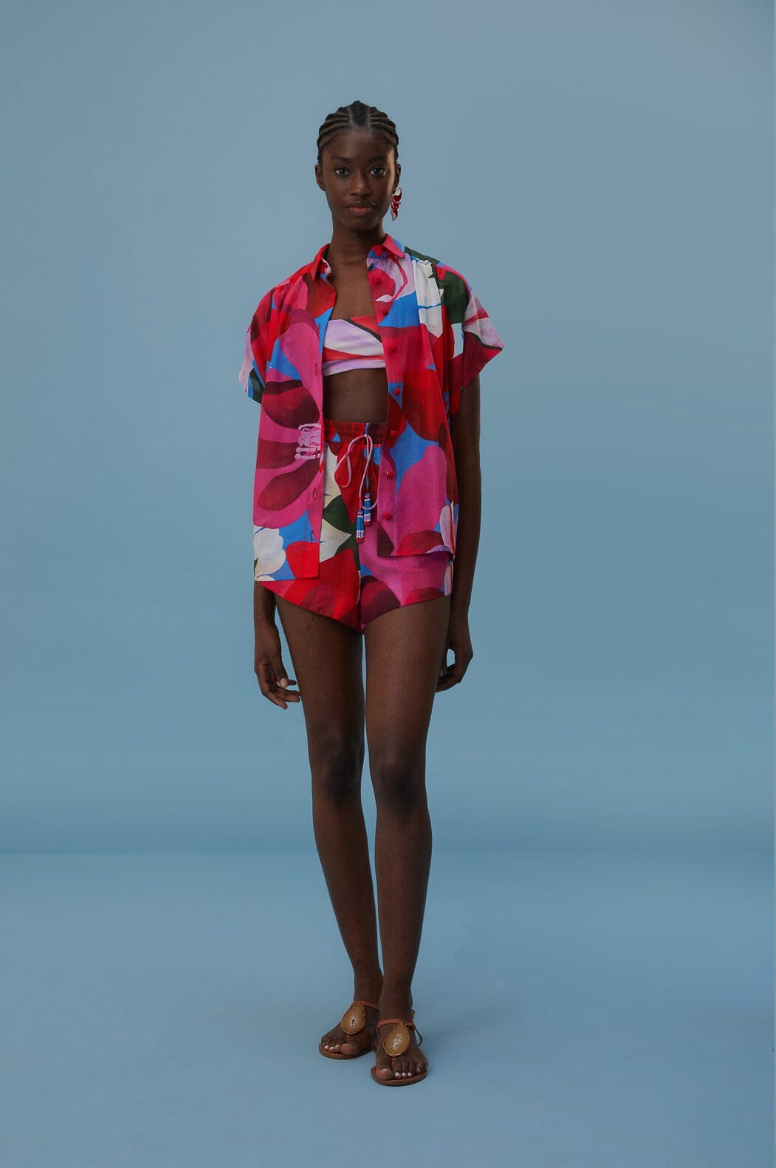 Farm Rio Watercolor Floral Organic Cotton Shorts S image 0