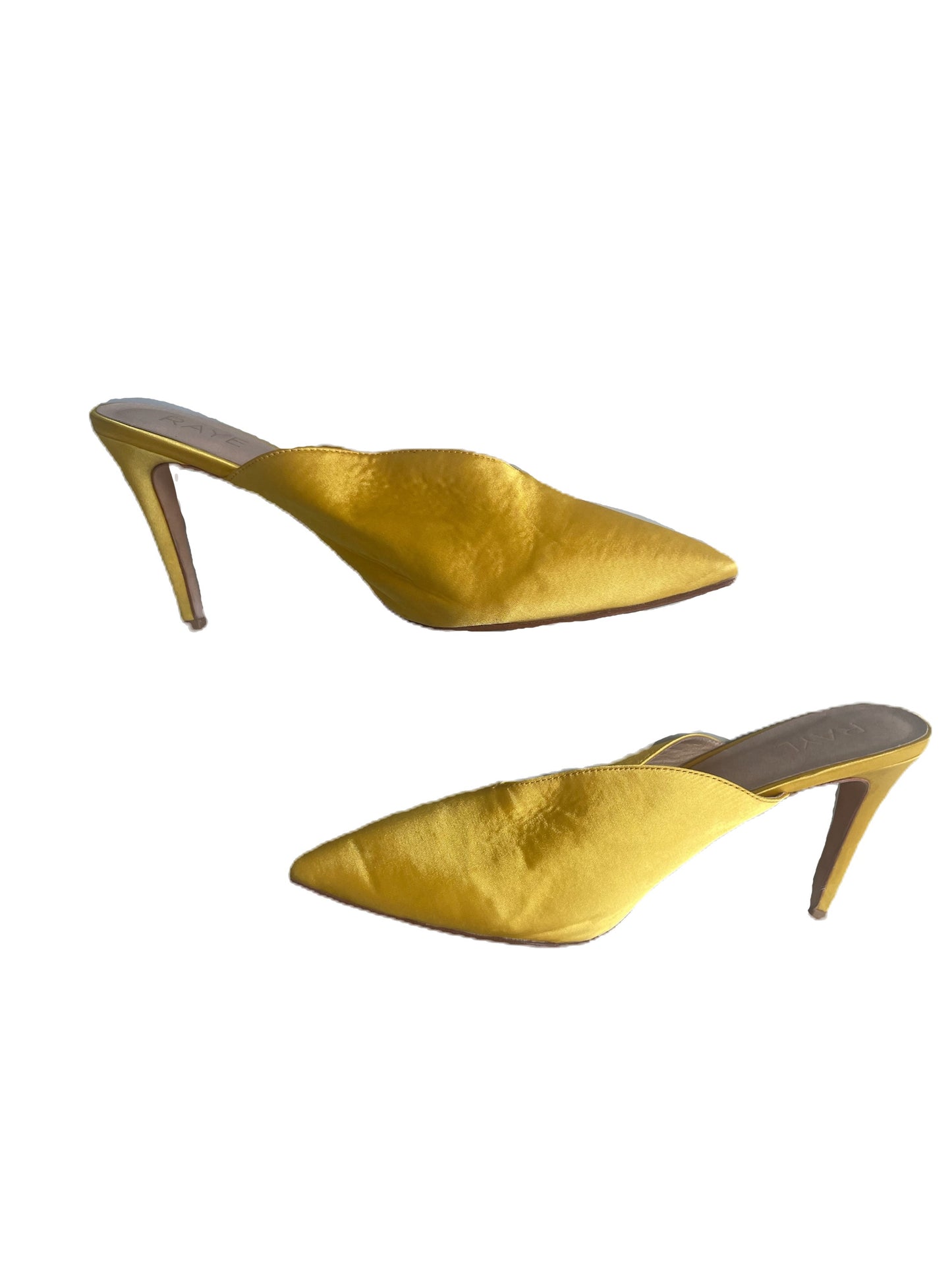 Raye Yellow Satin Mules image 1