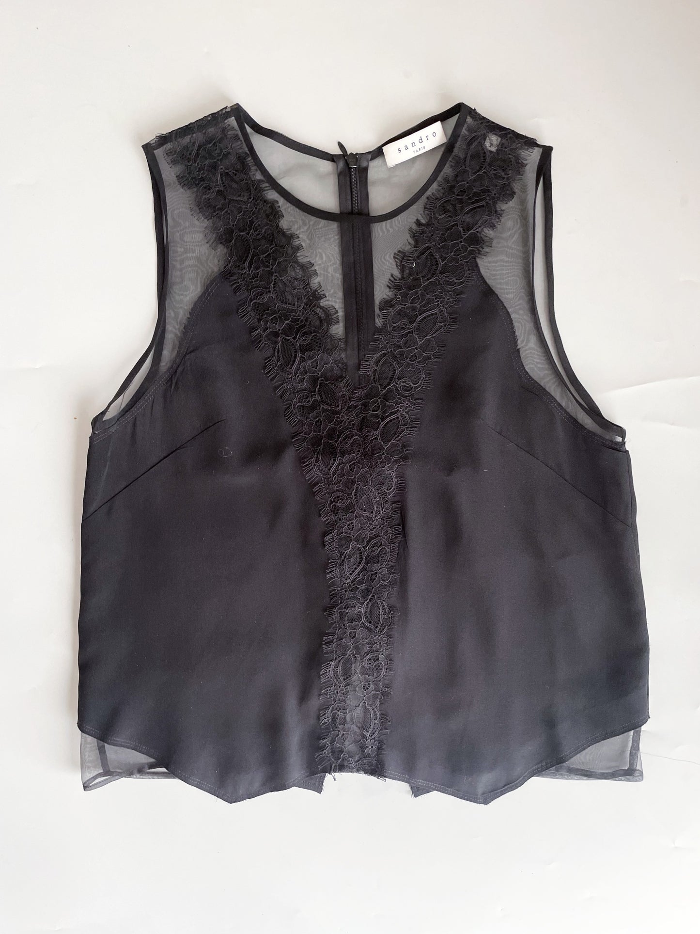 Sandro Silk Lace Top M image 1