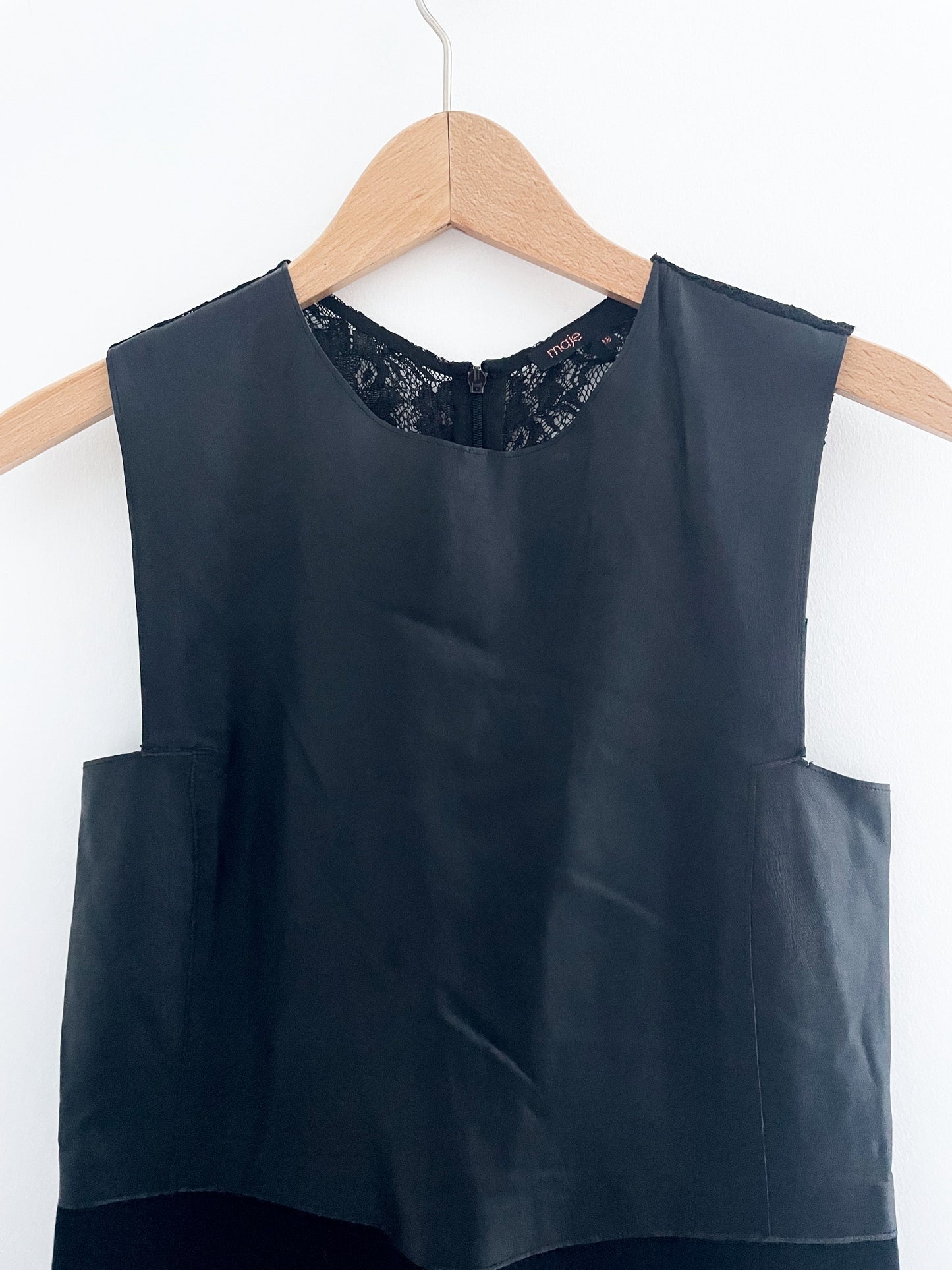 Maje Lamb Leather & Wool Dress UK 10 image 5