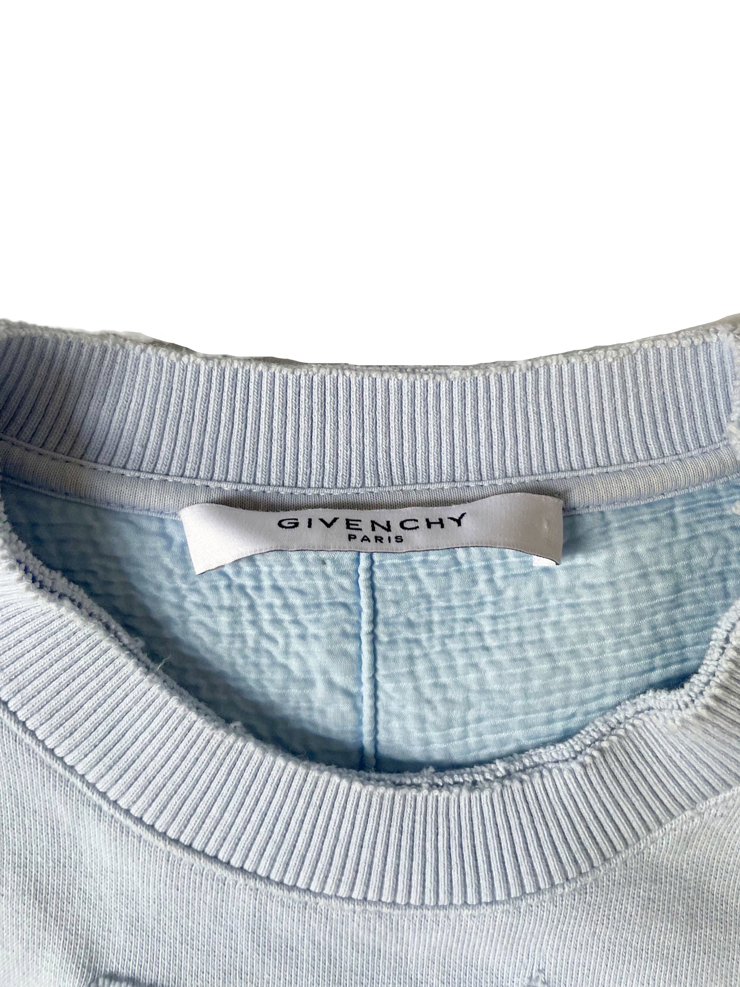 Givenchy Paris Light Blue Distressed Hoodie XS image 4