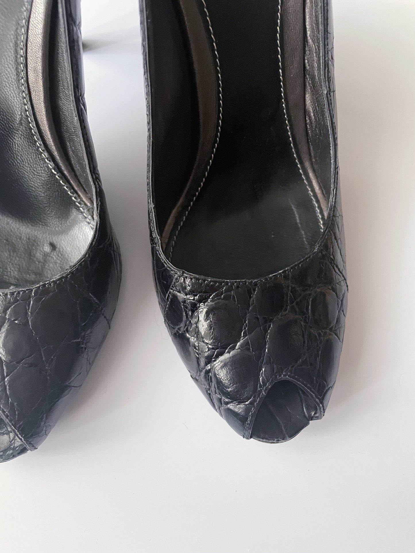 Prada Black Embossed Heels UK 5.5 image 2