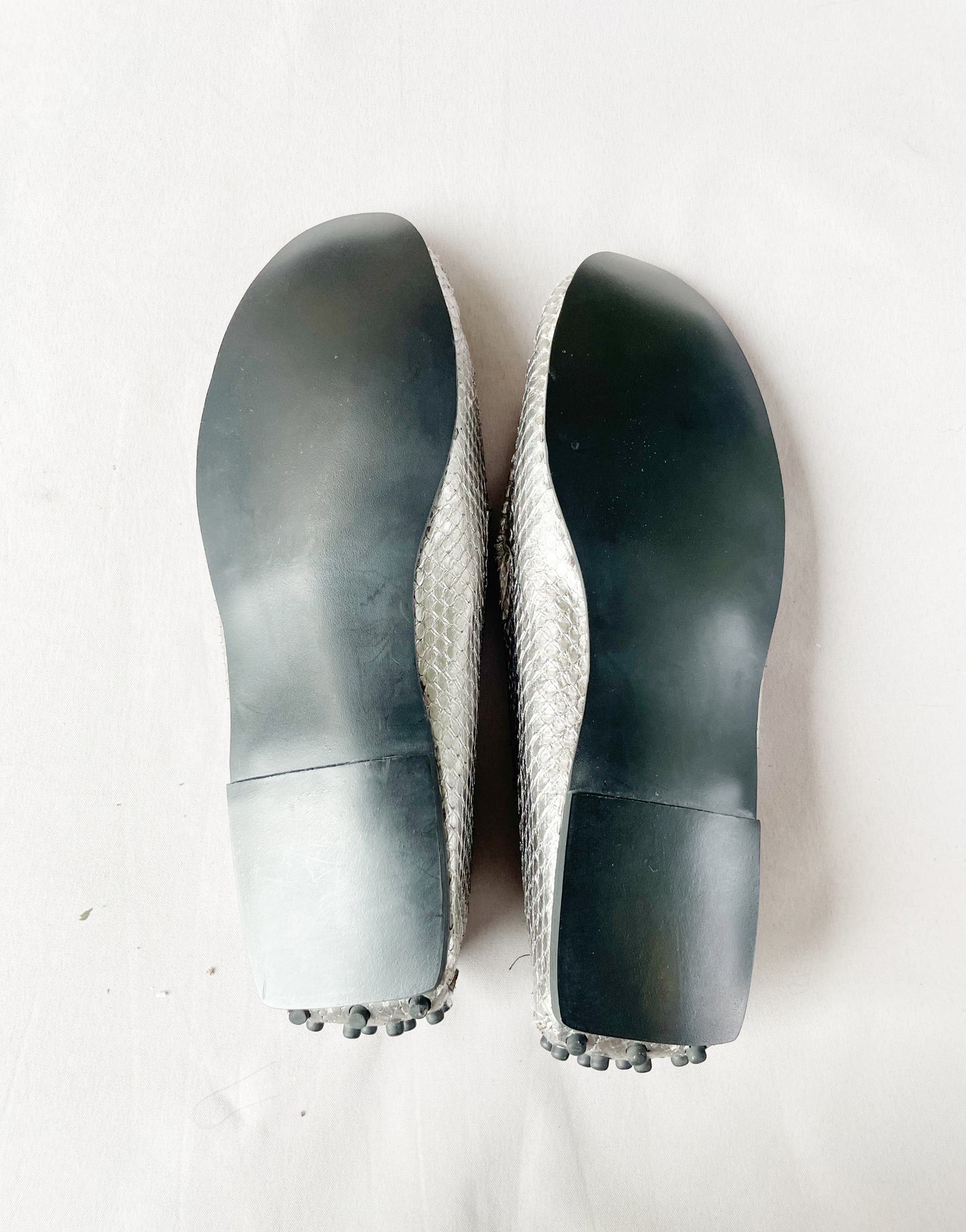 Tod's Metallic Silver Snake Effect Loafers 39.5 image 1