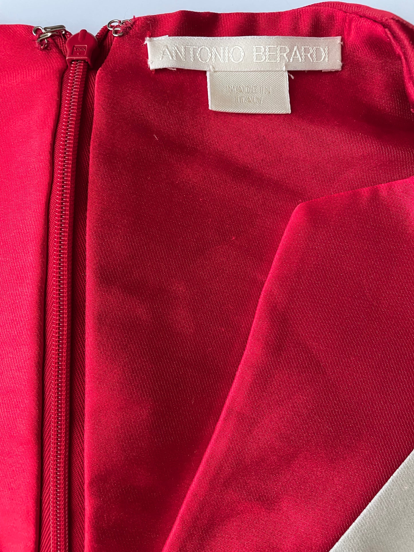Antonio Beradi Beige and Red Panelled Mini Dress S image 5