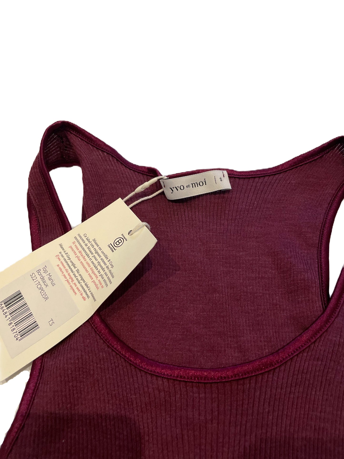 New with Tags Sézane/Yvo et Moi Burgundy Silk & Wool Tank S image 3